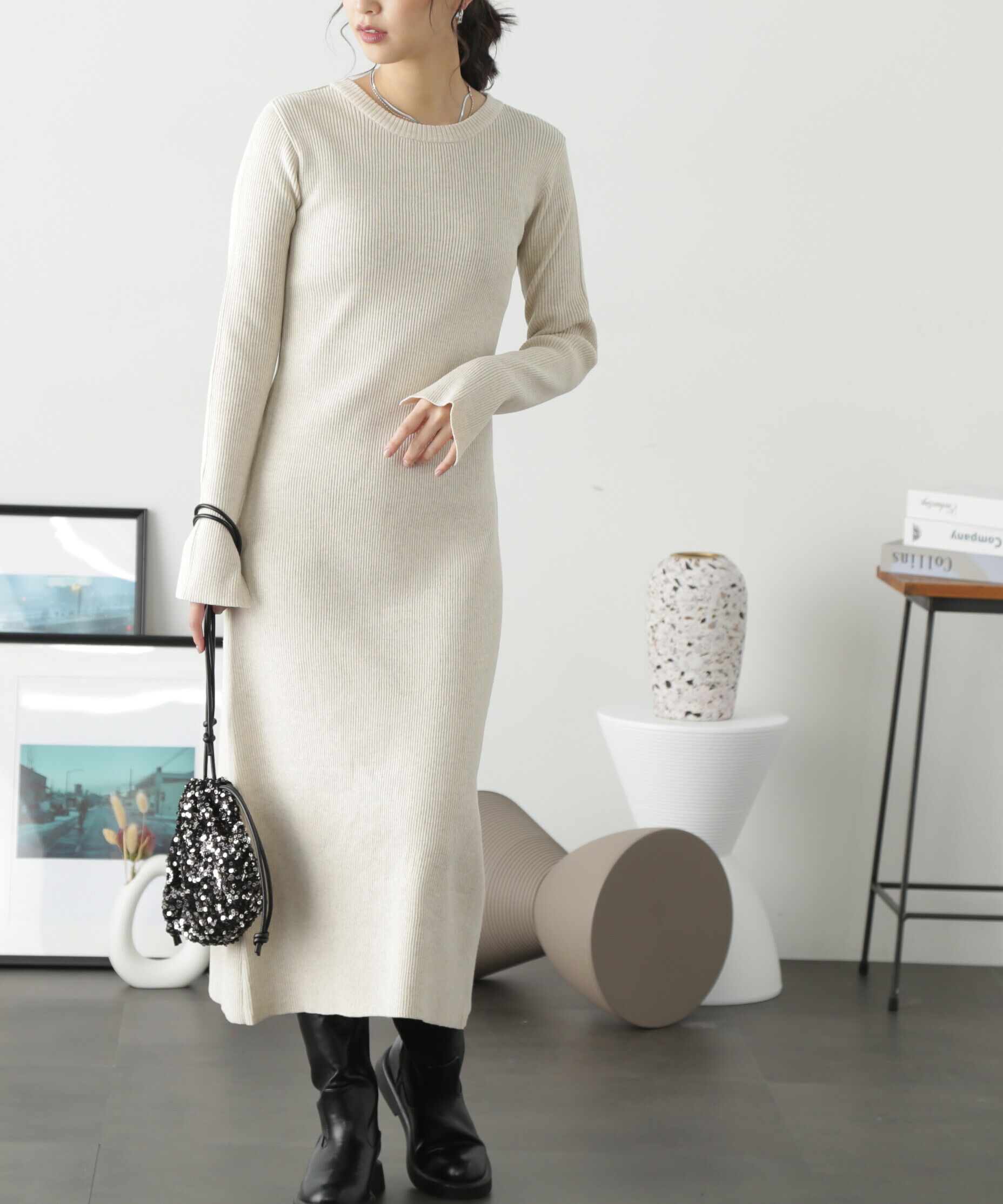  「リブニットロングワンピース」|ワンピース|