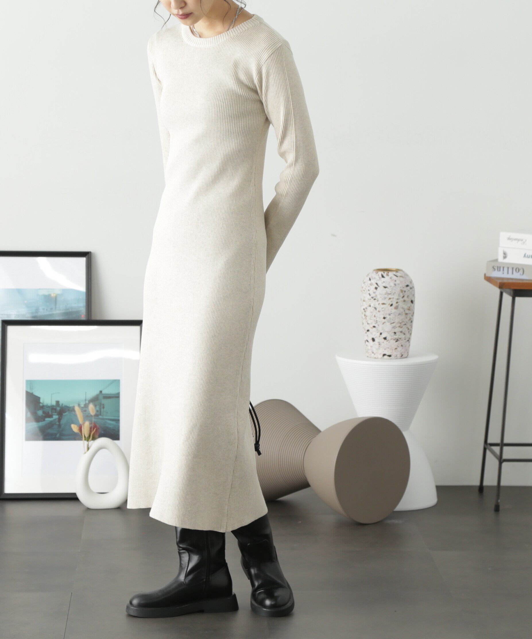  「リブニットロングワンピース」|ワンピース|