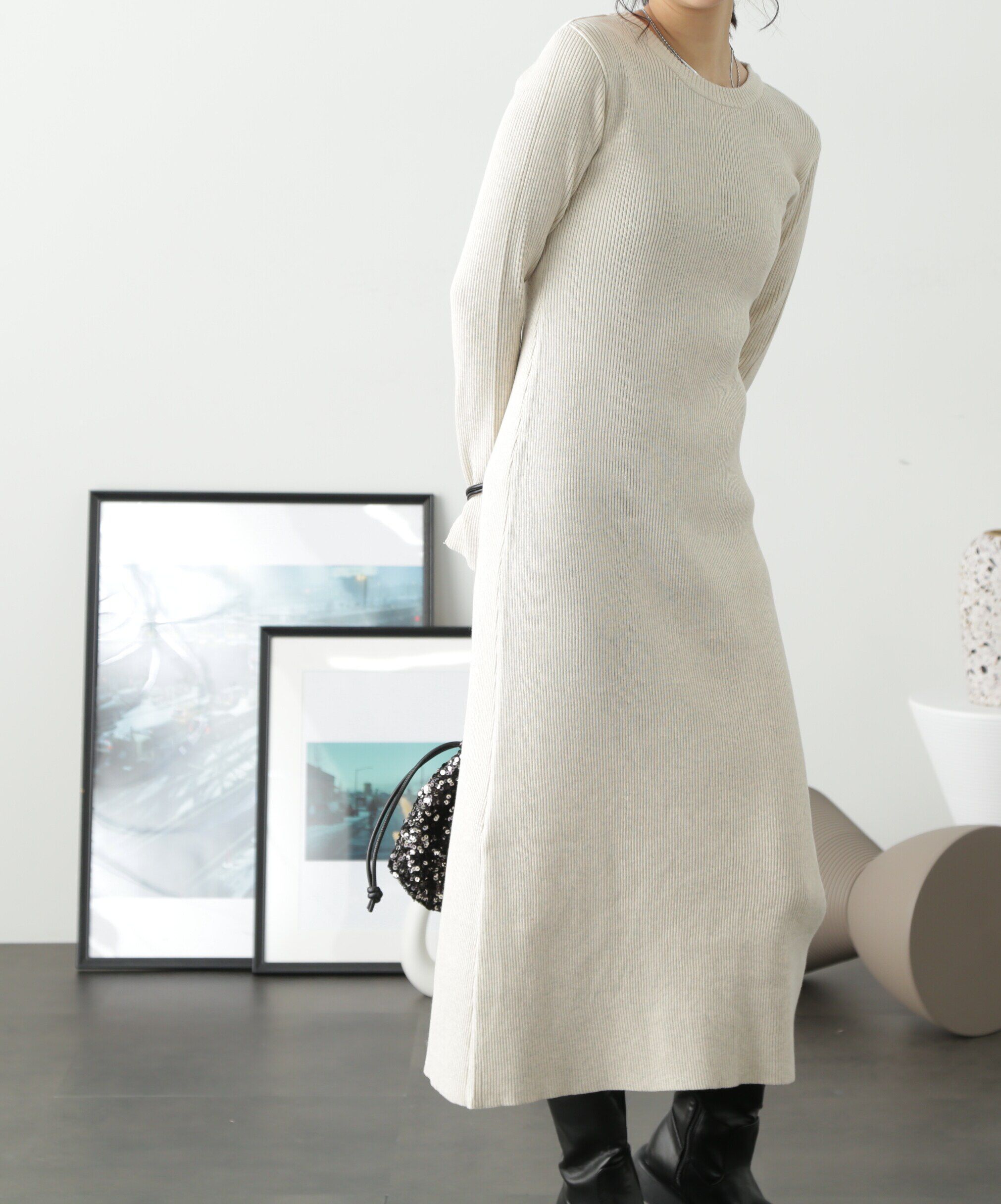  「リブニットロングワンピース」|ワンピース|