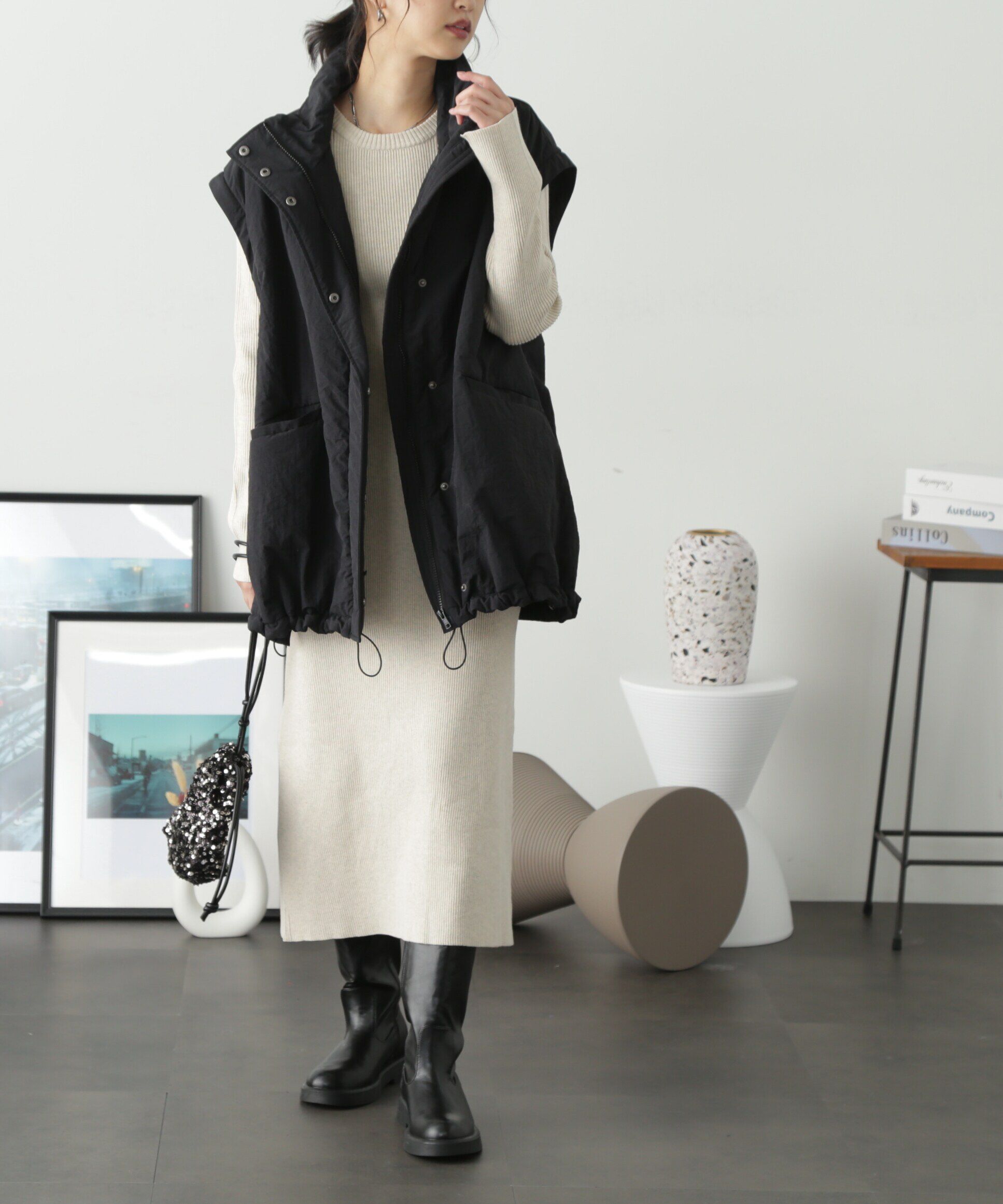  「リブニットロングワンピース」|ワンピース|