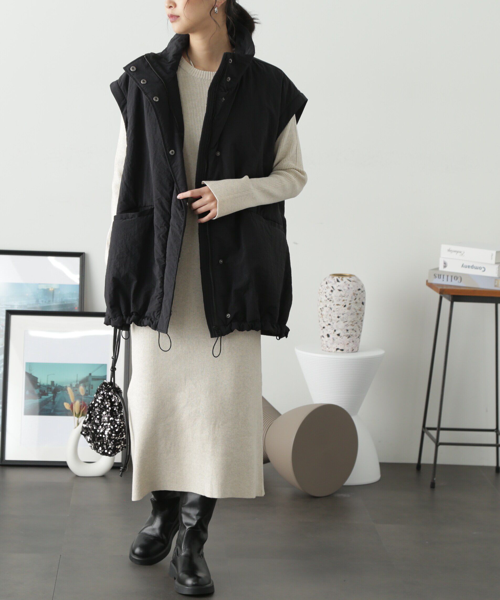  「リブニットロングワンピース」|ワンピース|