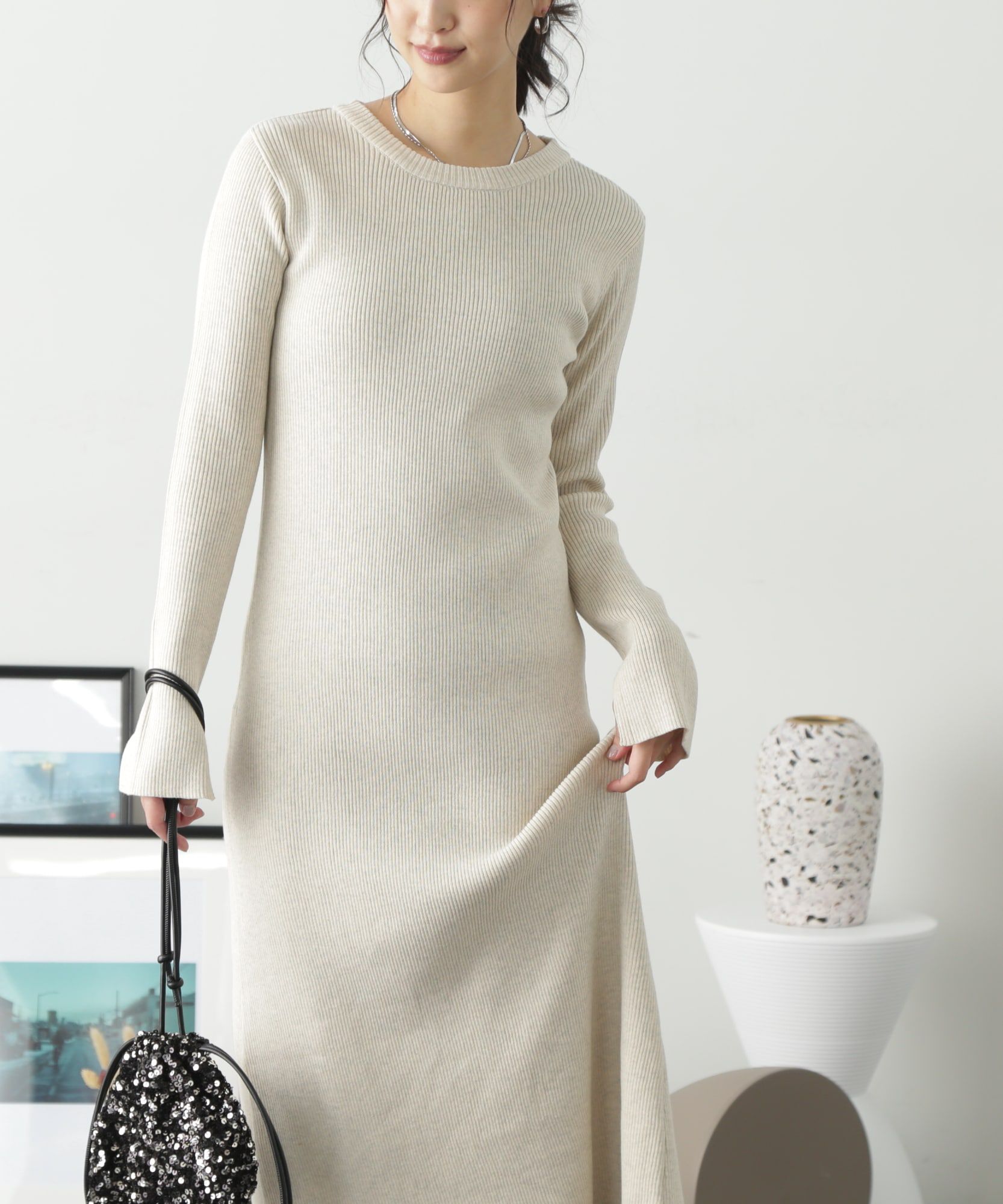  「リブニットロングワンピース」|ワンピース|