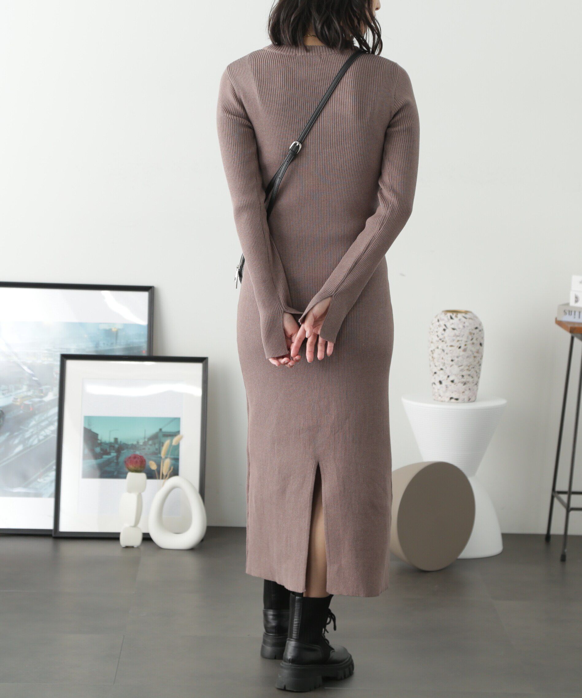  「リブニットロングワンピース」|ワンピース|