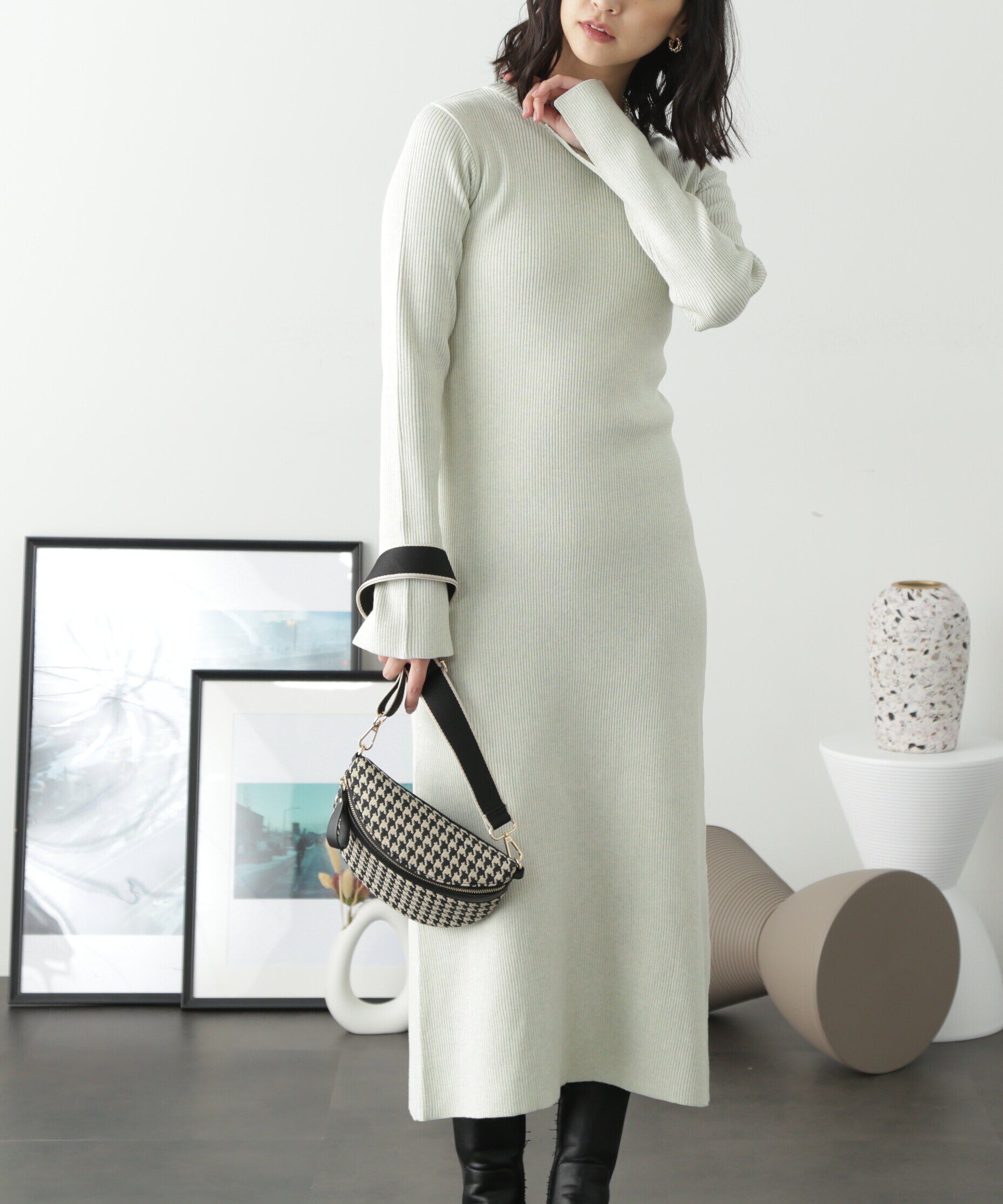  「リブニットロングワンピース」|ワンピース|