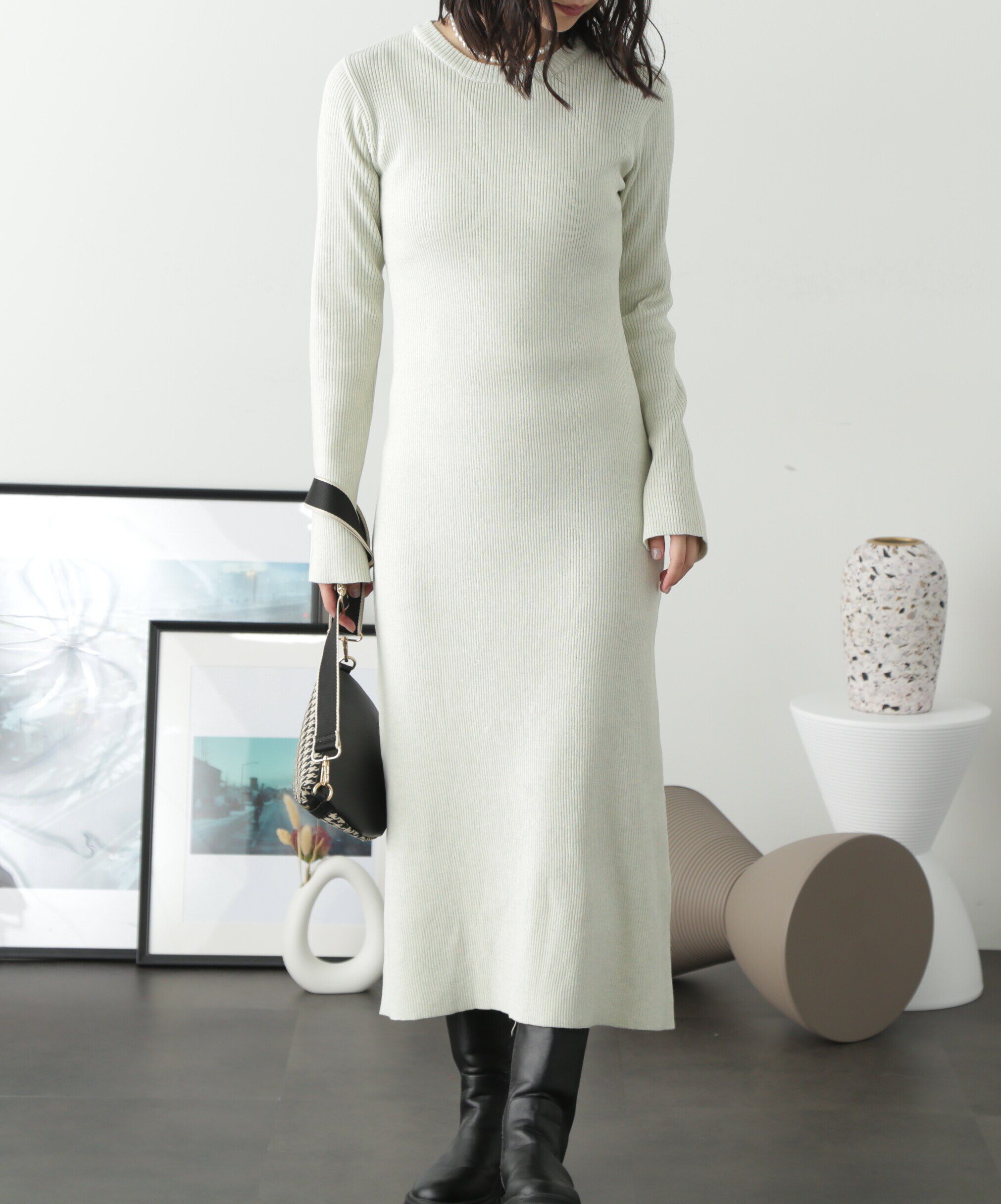  「リブニットロングワンピース」|ワンピース|
