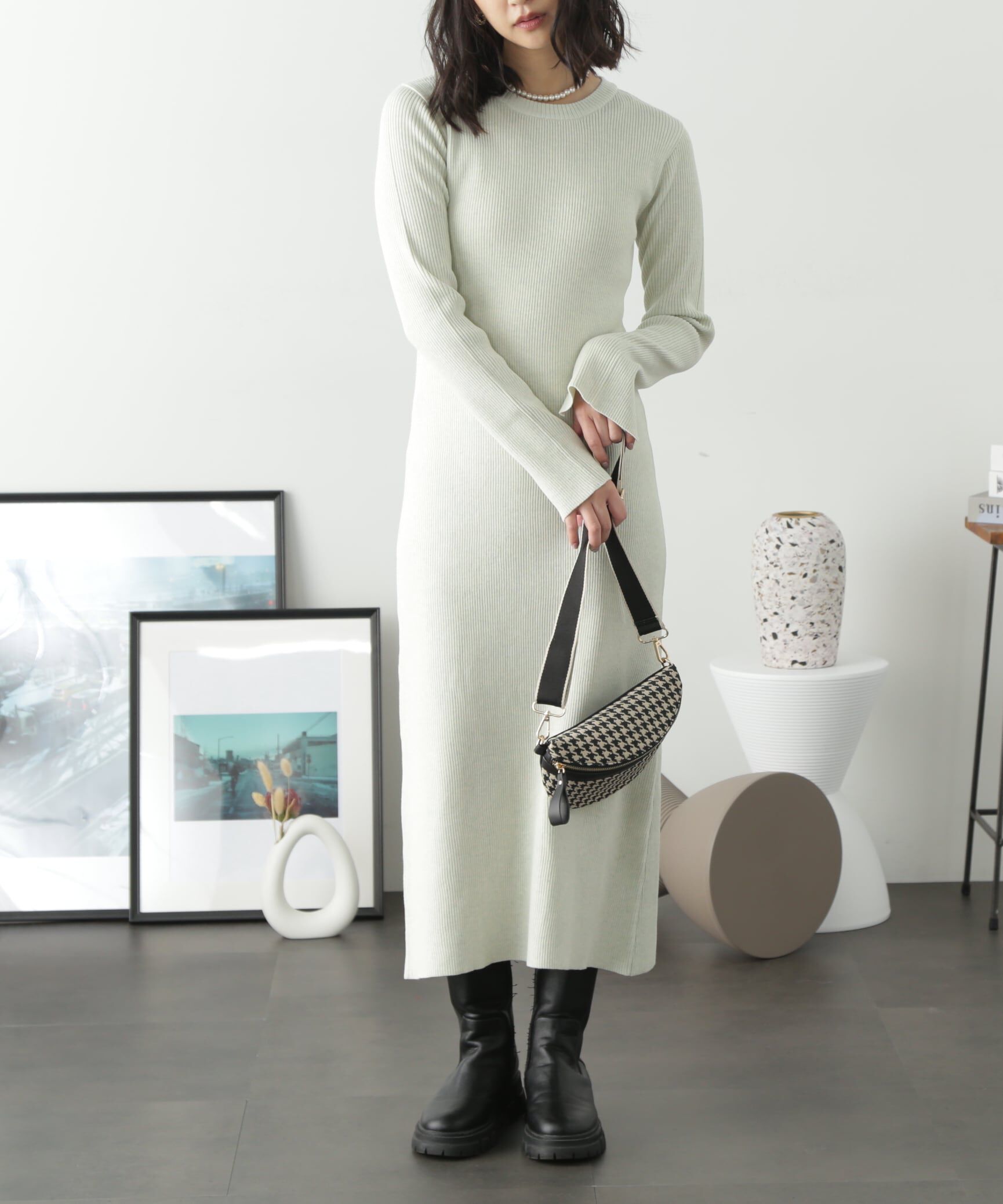  「リブニットロングワンピース」|ワンピース|