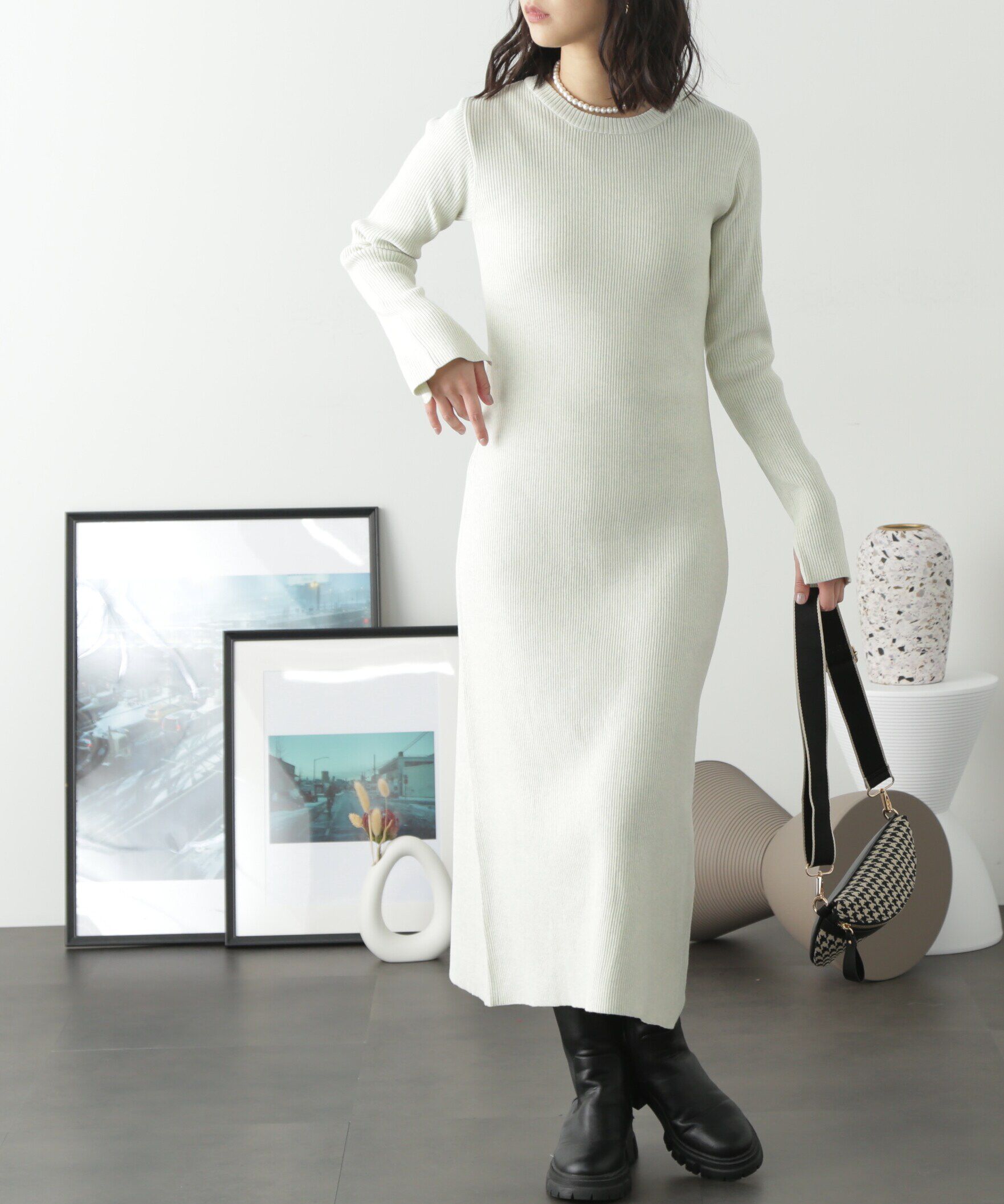  「リブニットロングワンピース」|ワンピース|