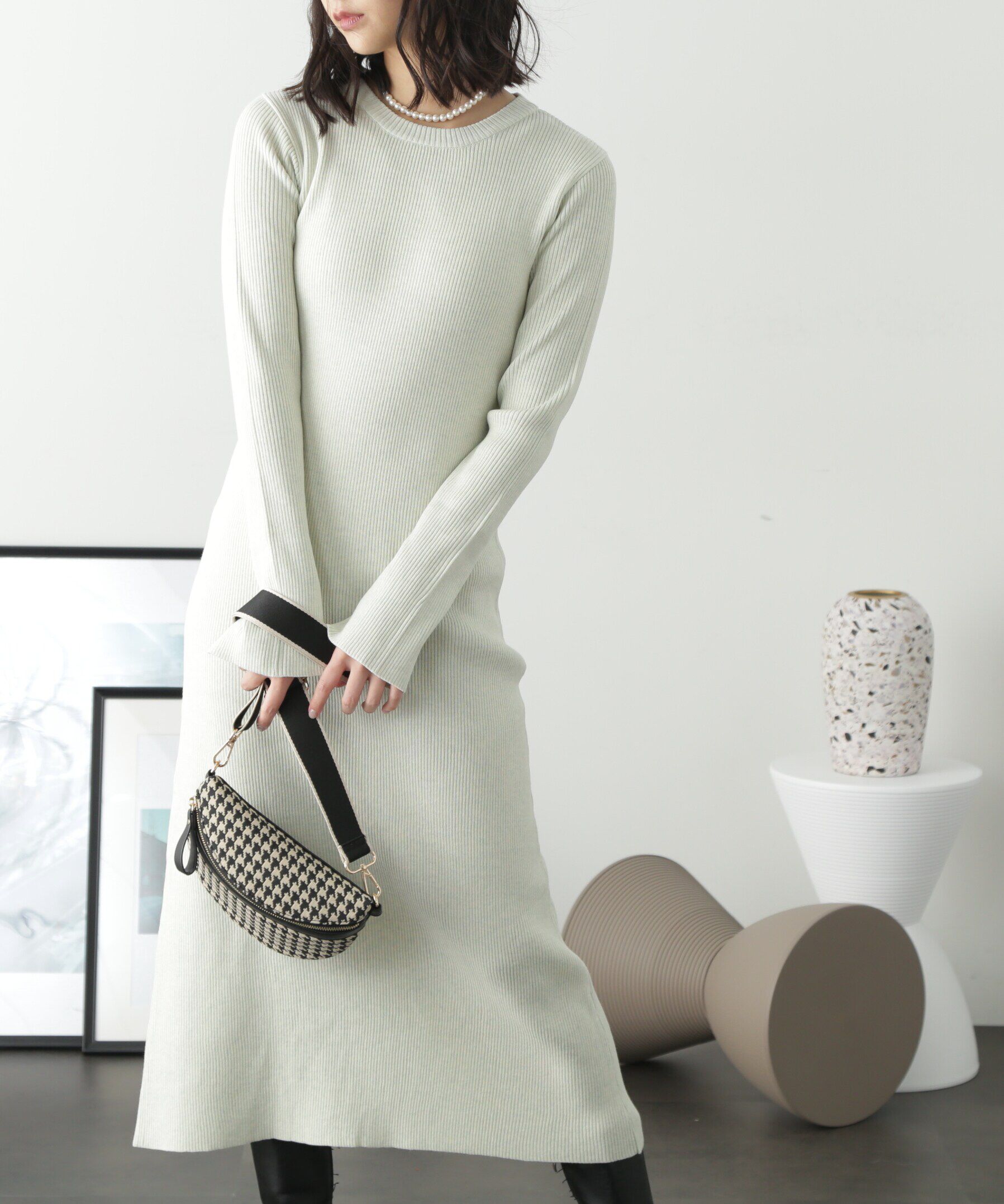  「リブニットロングワンピース」|ワンピース|