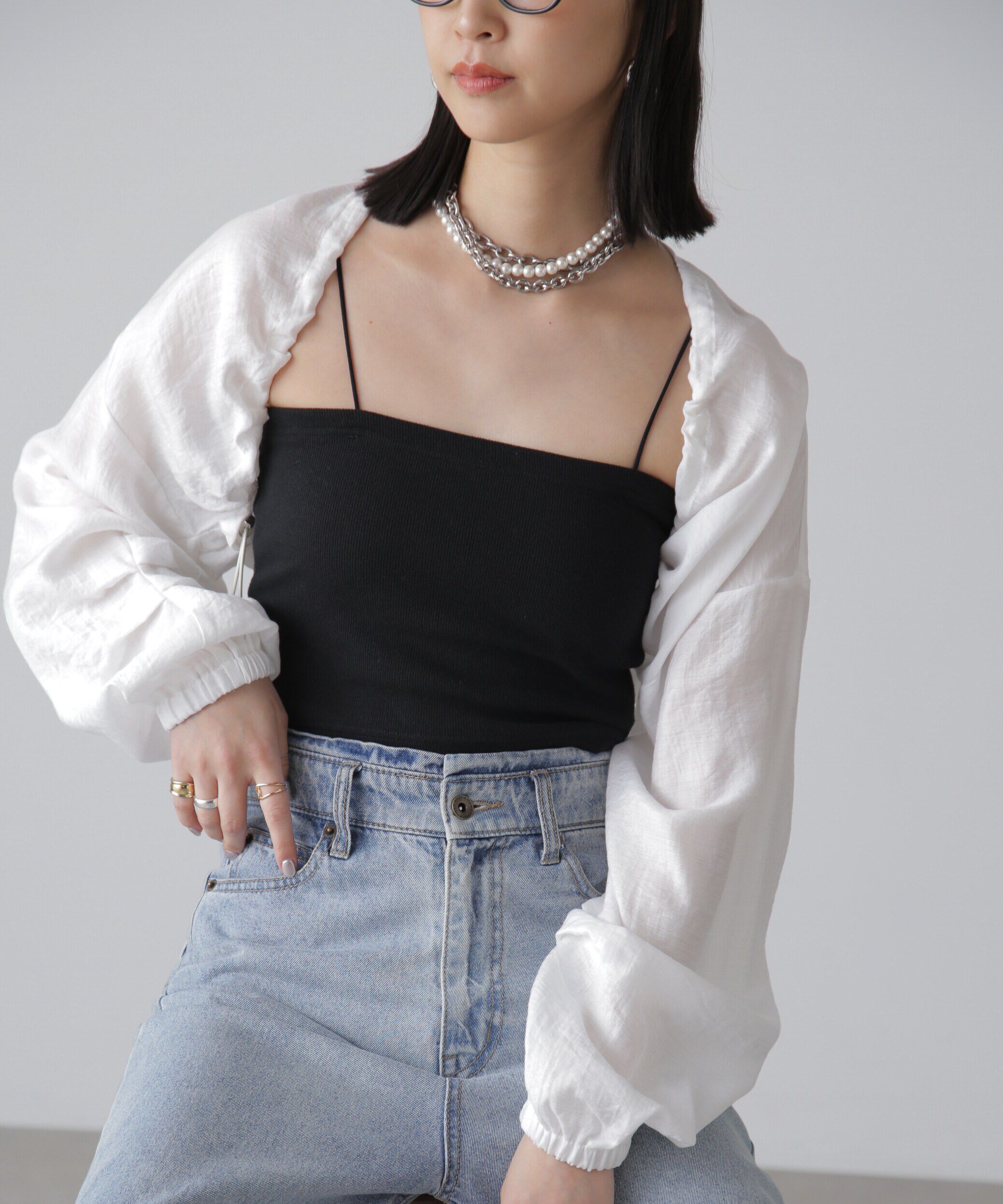  「ドロストショート丈ボレロ」|シャツ・ブラウス|
