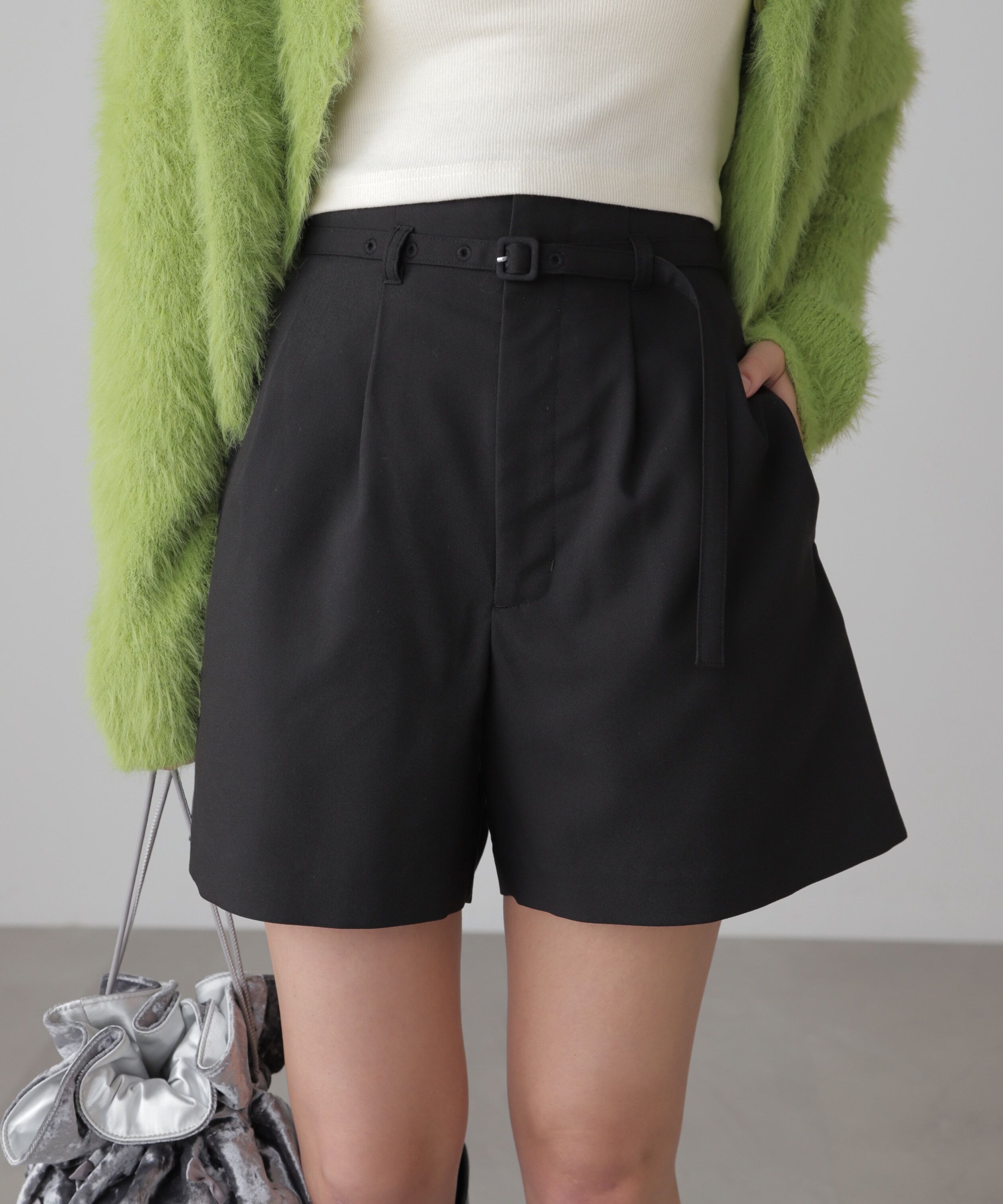  「ベルト付きショートパンツ」|その他|ブラック