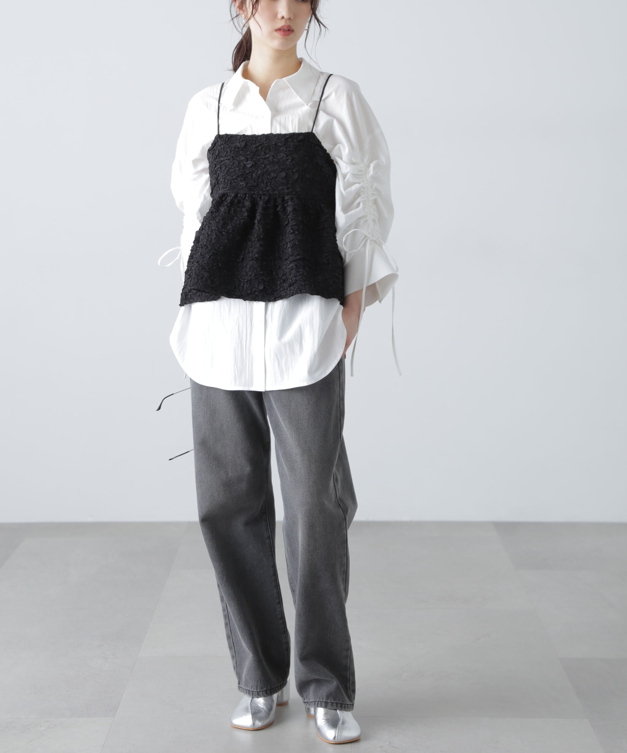  「袖シャーリングオーバーシャツ」|シャツ・ブラウス|