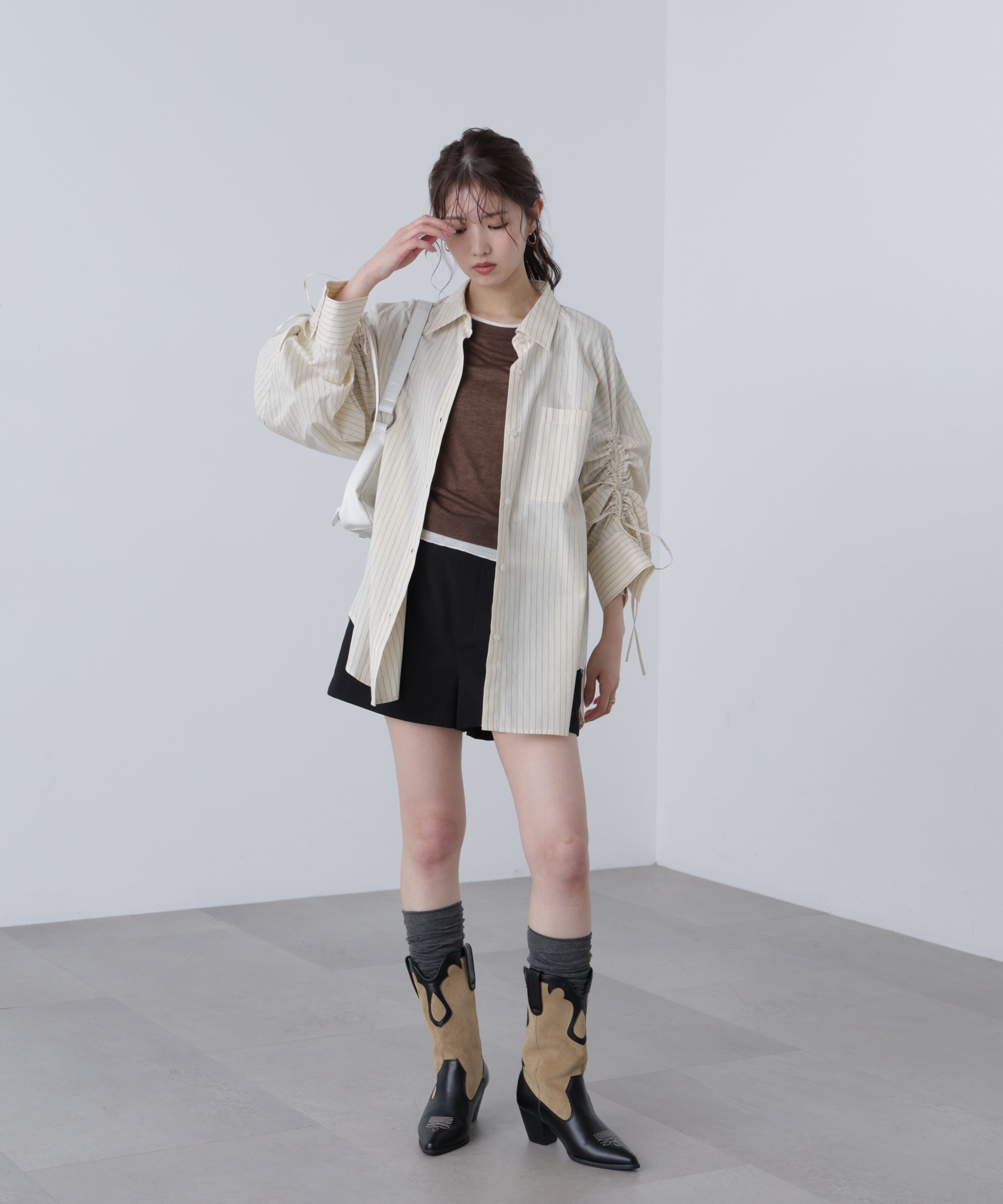  「袖シャーリングオーバーシャツ」|シャツ・ブラウス|