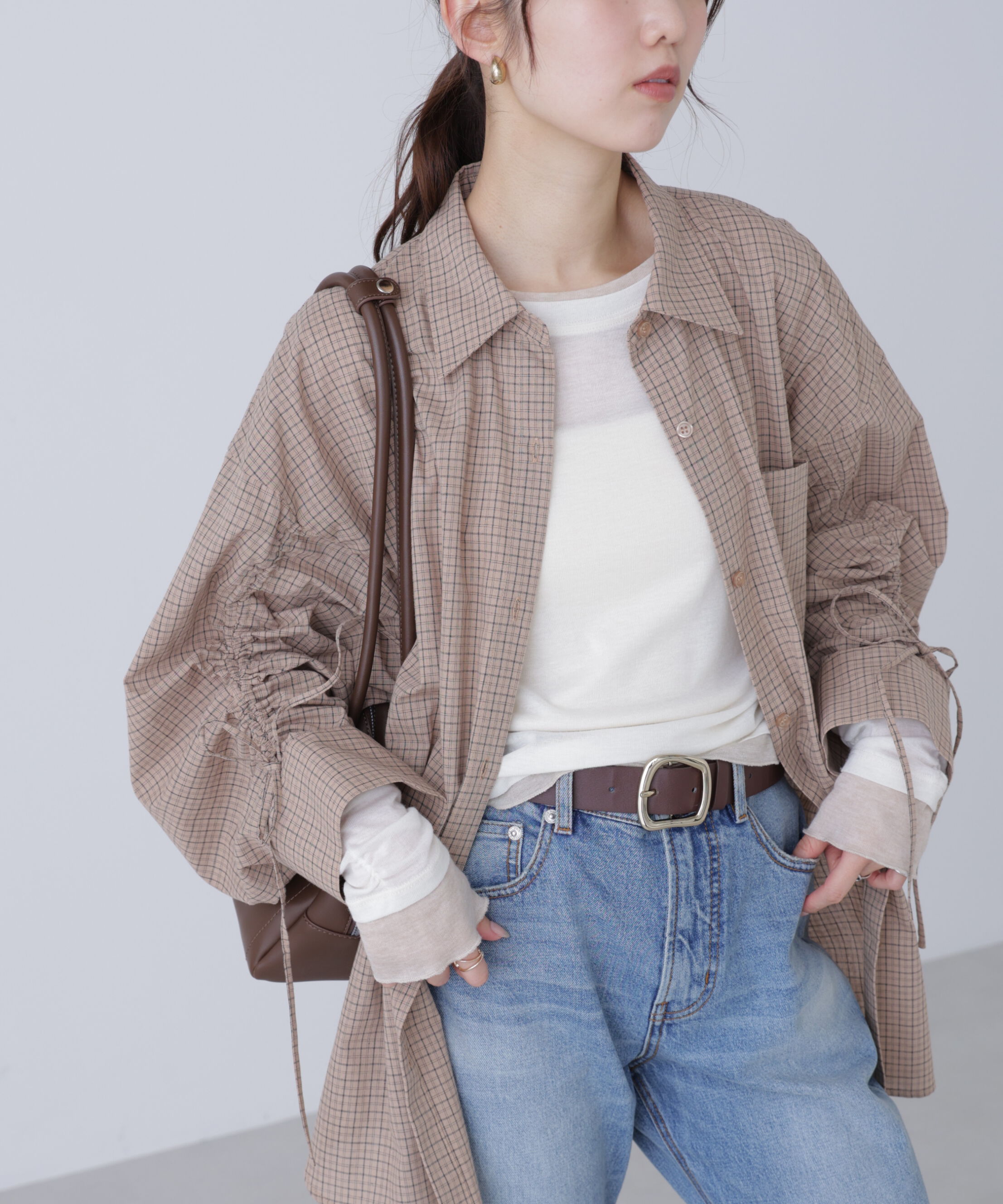  「袖シャーリングオーバーシャツ」|シャツ・ブラウス|