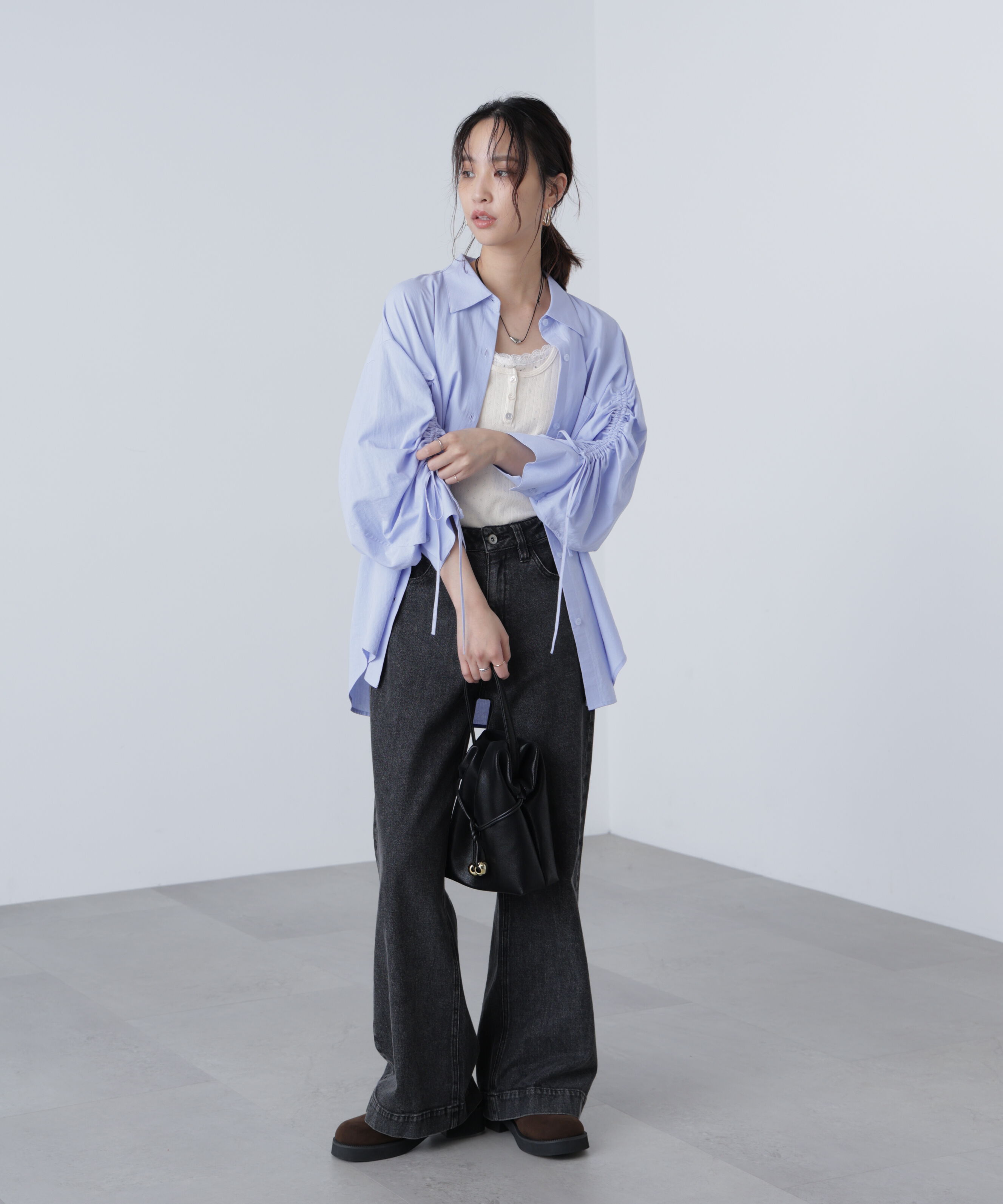  「袖シャーリングオーバーシャツ」|シャツ・ブラウス|