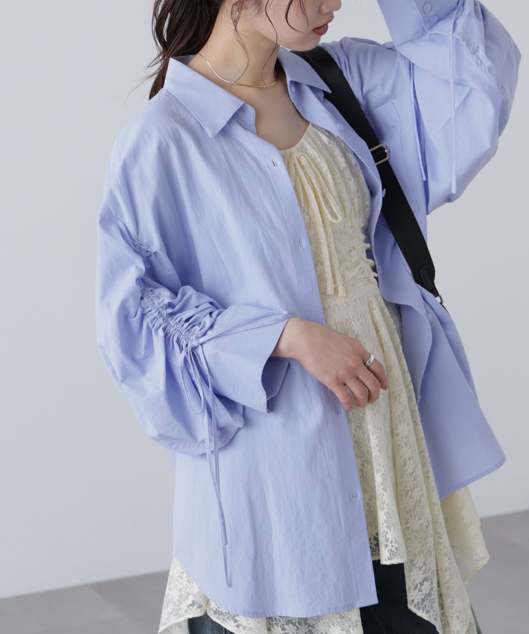  「袖シャーリングオーバーシャツ」|シャツ・ブラウス|