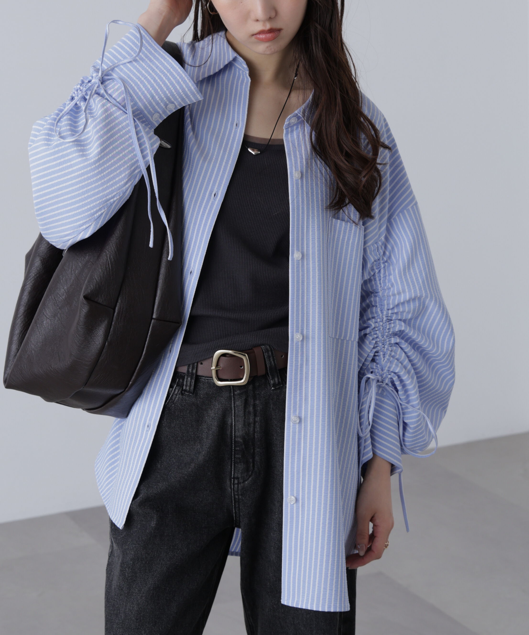  「袖シャーリングオーバーシャツ」|シャツ・ブラウス|