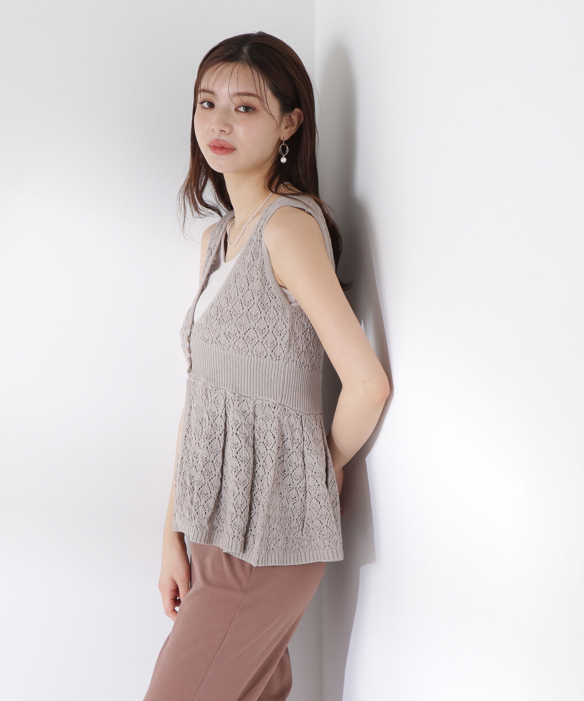 PROPORTION BODY DRESSING「《EDIT COLOGNE》透かし編みペプラム SET UP」|ニット・セーター|