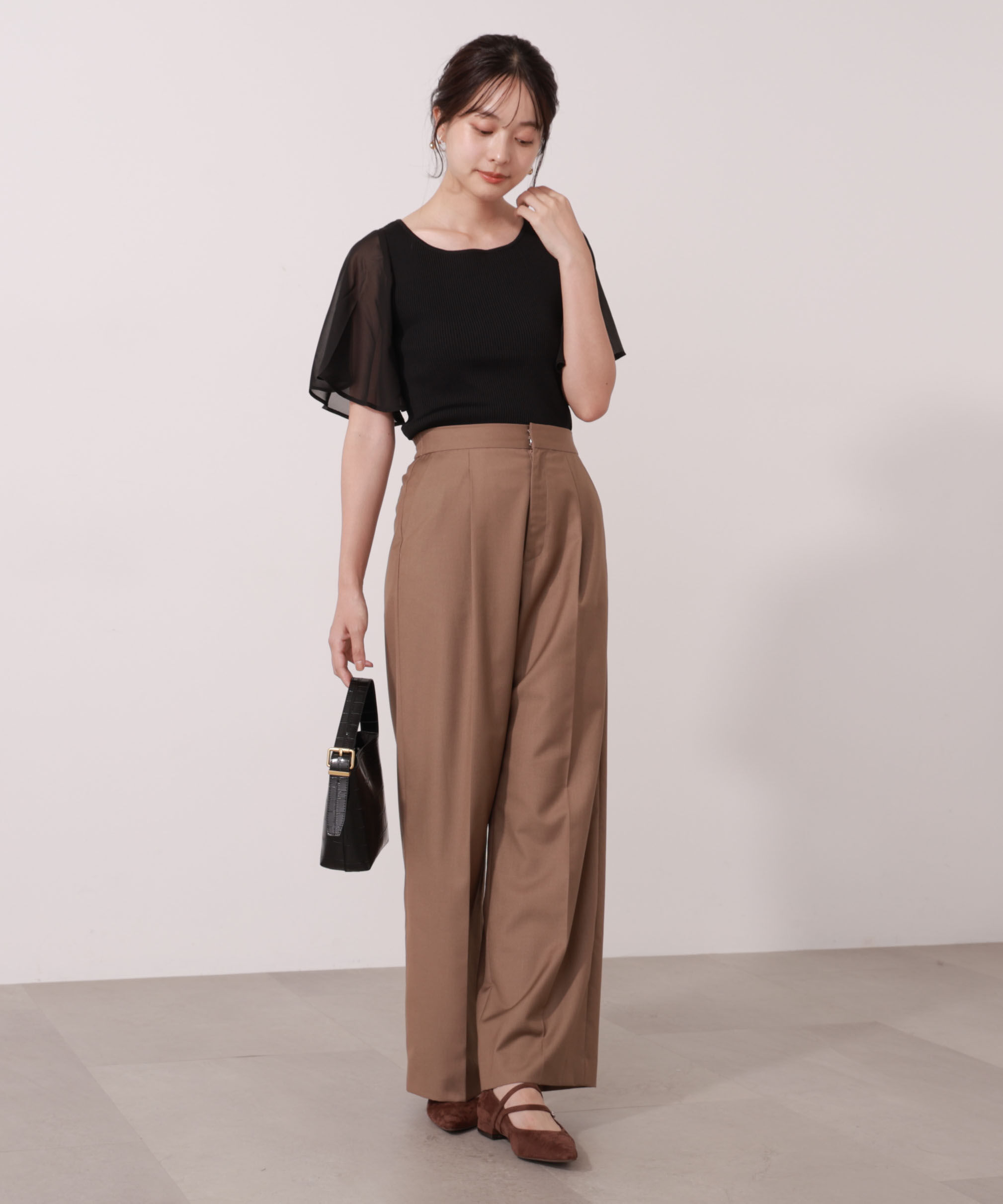 PROPORTION BODY DRESSING「シアーフレアスリーブリブニット」|ニット・セーター|