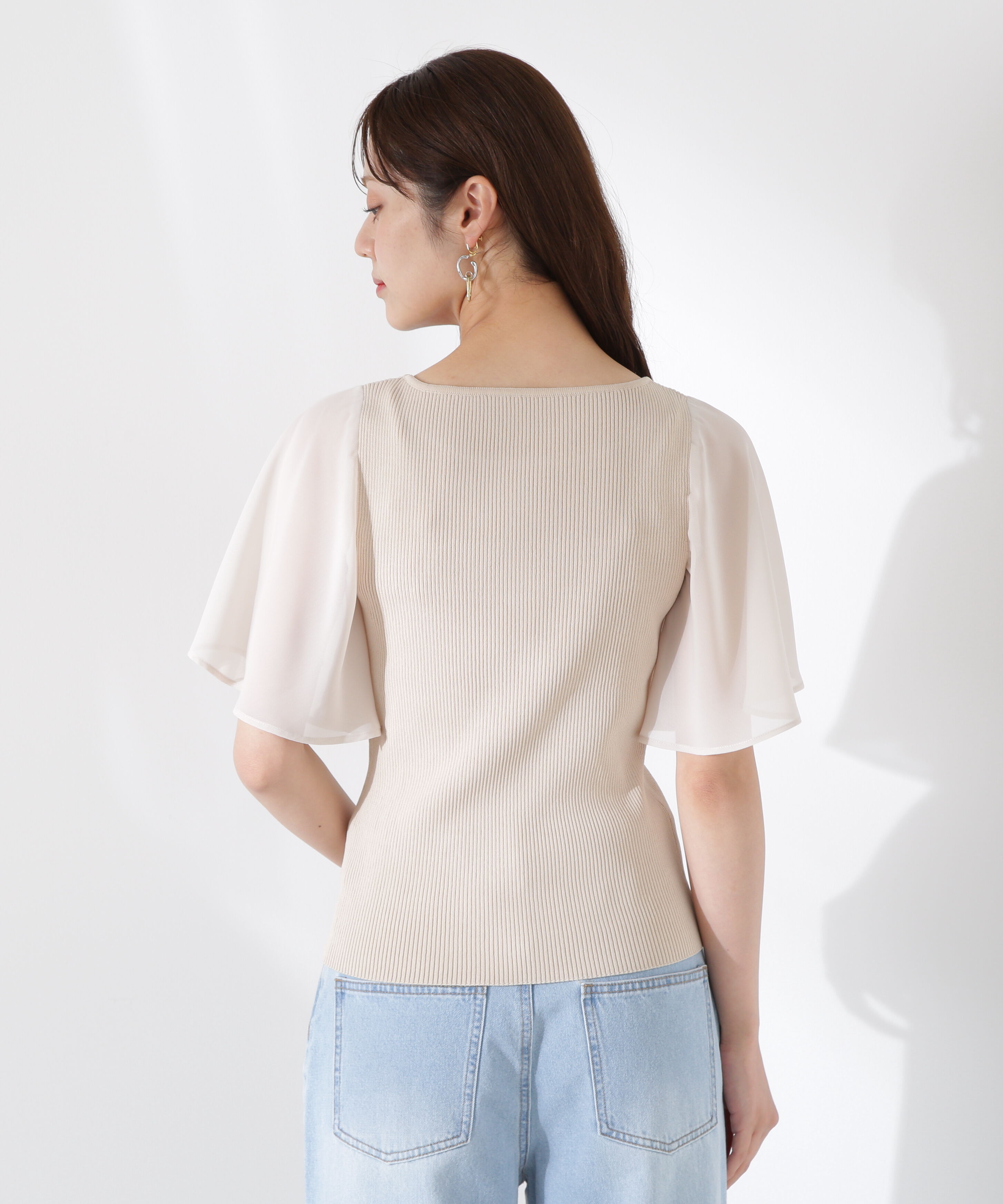 PROPORTION BODY DRESSING「シアーフレアスリーブリブニット」|ニット・セーター|