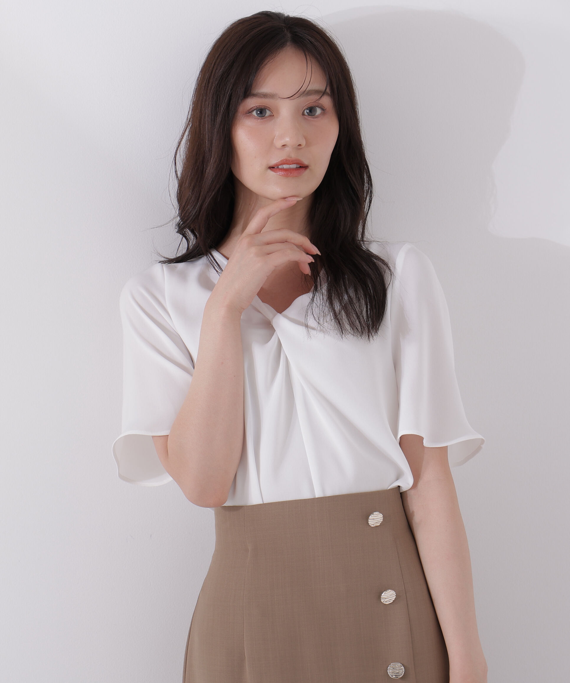 PROPORTION BODY DRESSING「ツイスト半袖ブラウス」|シャツ・ブラウス|