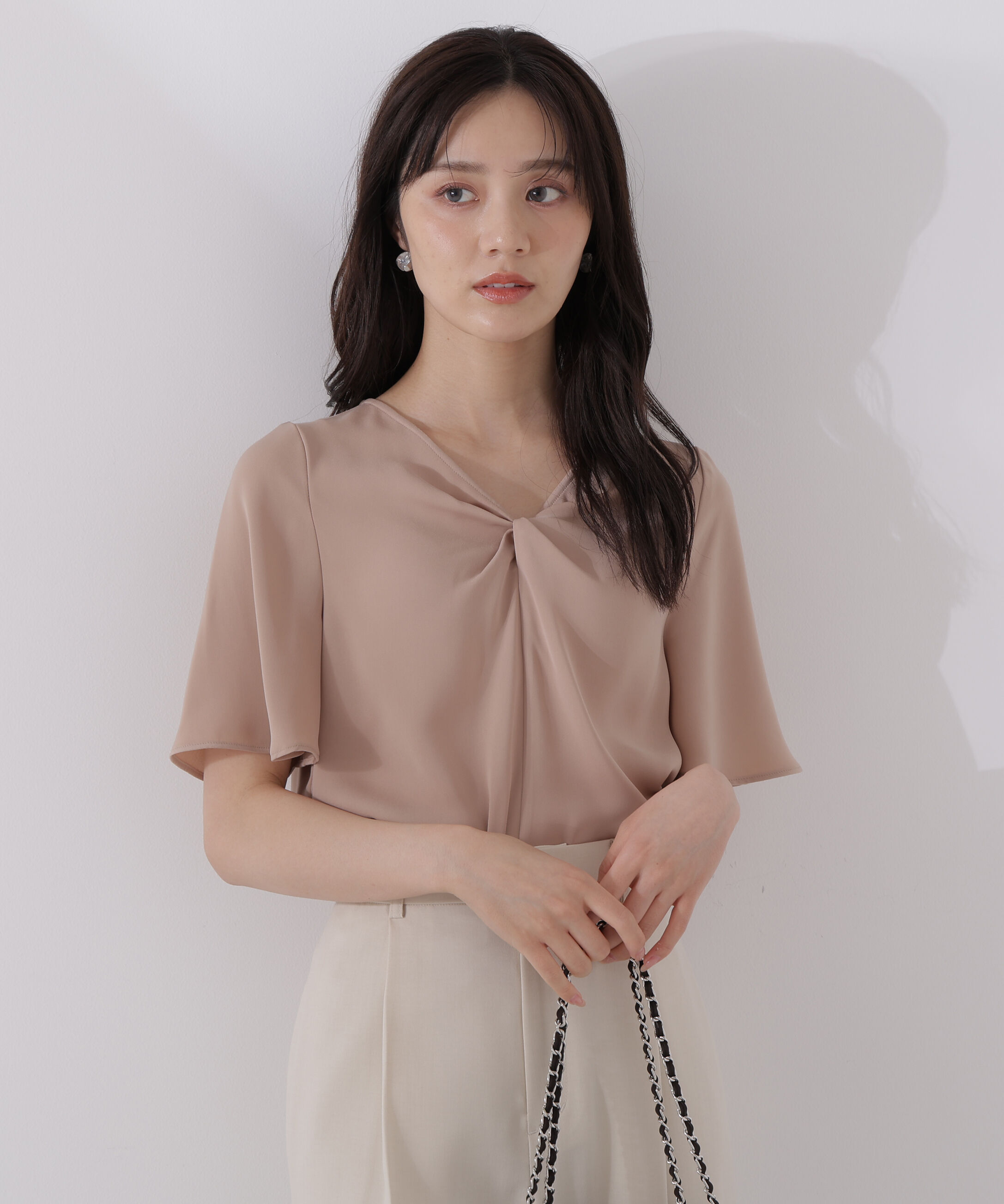 PROPORTION BODY DRESSING「ツイスト半袖ブラウス」|シャツ・ブラウス|