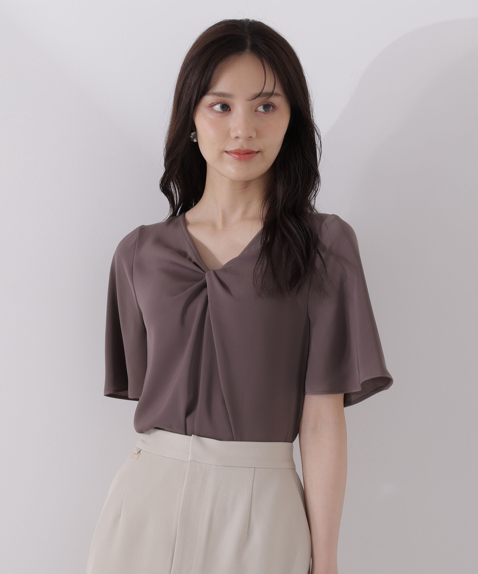 PROPORTION BODY DRESSING「ツイスト半袖ブラウス」|シャツ・ブラウス|