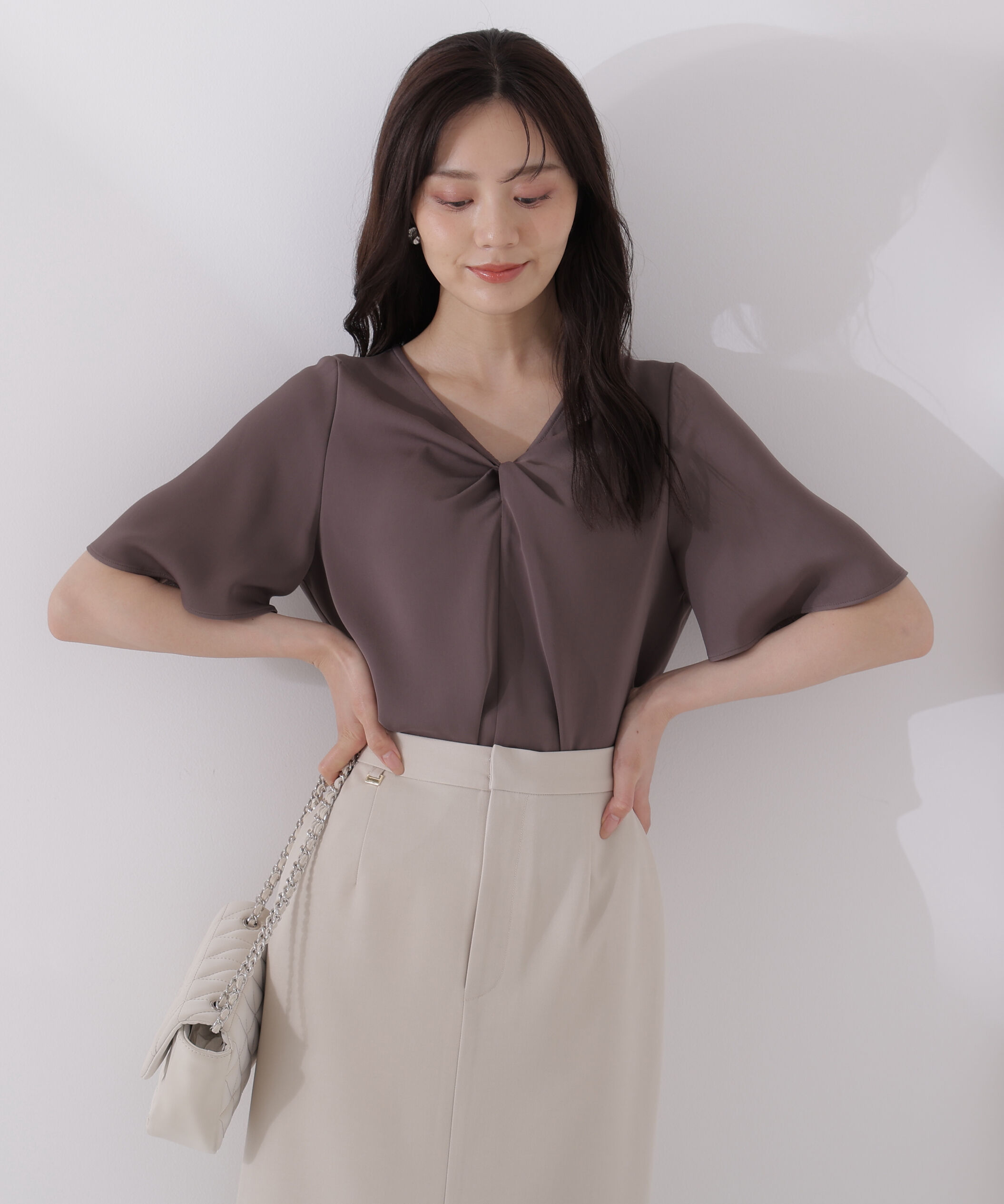 PROPORTION BODY DRESSING「ツイスト半袖ブラウス」|シャツ・ブラウス|