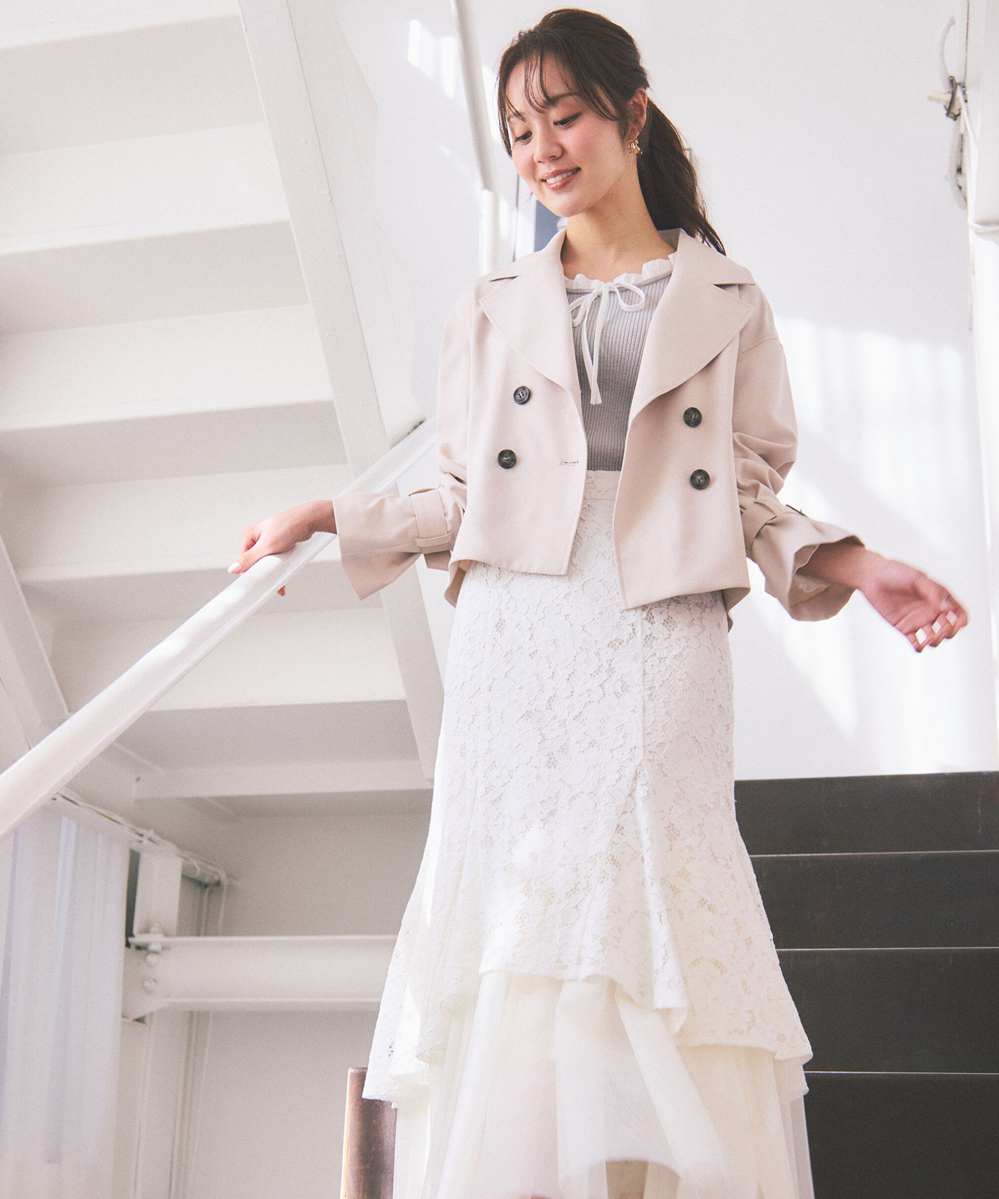 PROPORTION BODY DRESSING「＜防シワ/花粉リリース＞ショートトレンチコート」|ブルゾン・スタジャン|ベージュ