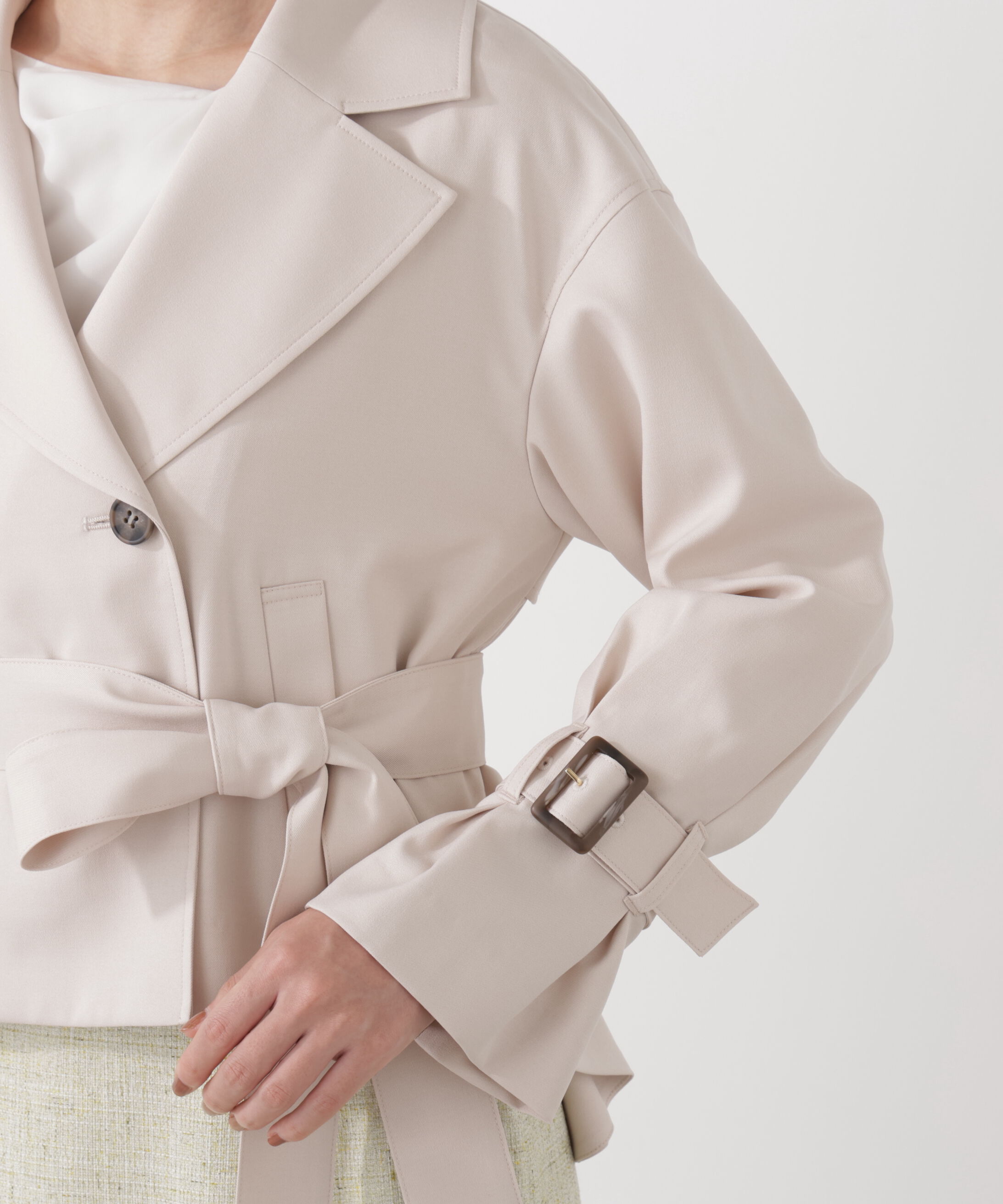 PROPORTION BODY DRESSING「＜防シワ/花粉リリース＞ショートトレンチコート」|ブルゾン・スタジャン|