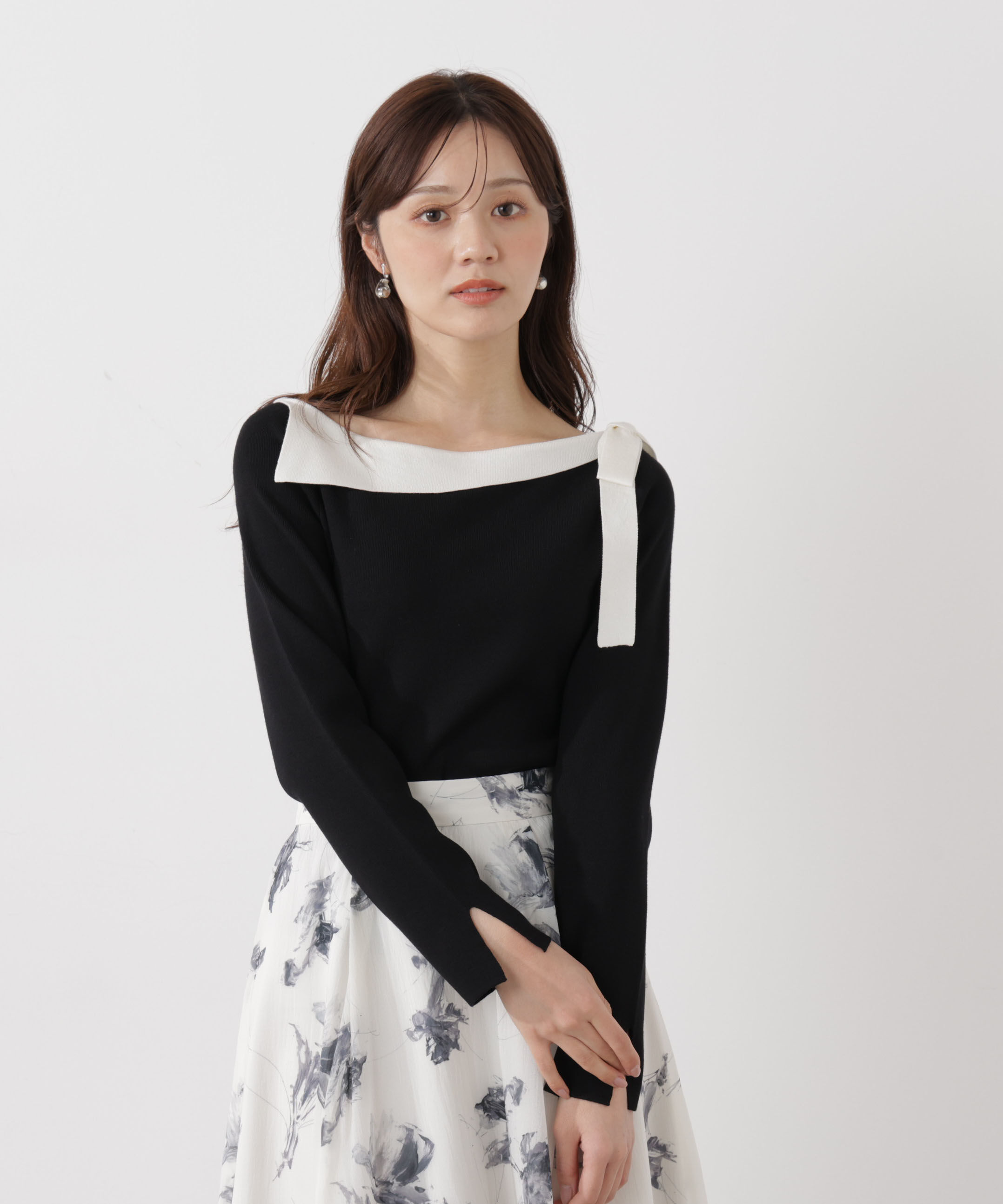 PROPORTION BODY DRESSING「＜ウォッシャブル/UV＞サイドリボン総針ニット」|ニット・セーター|