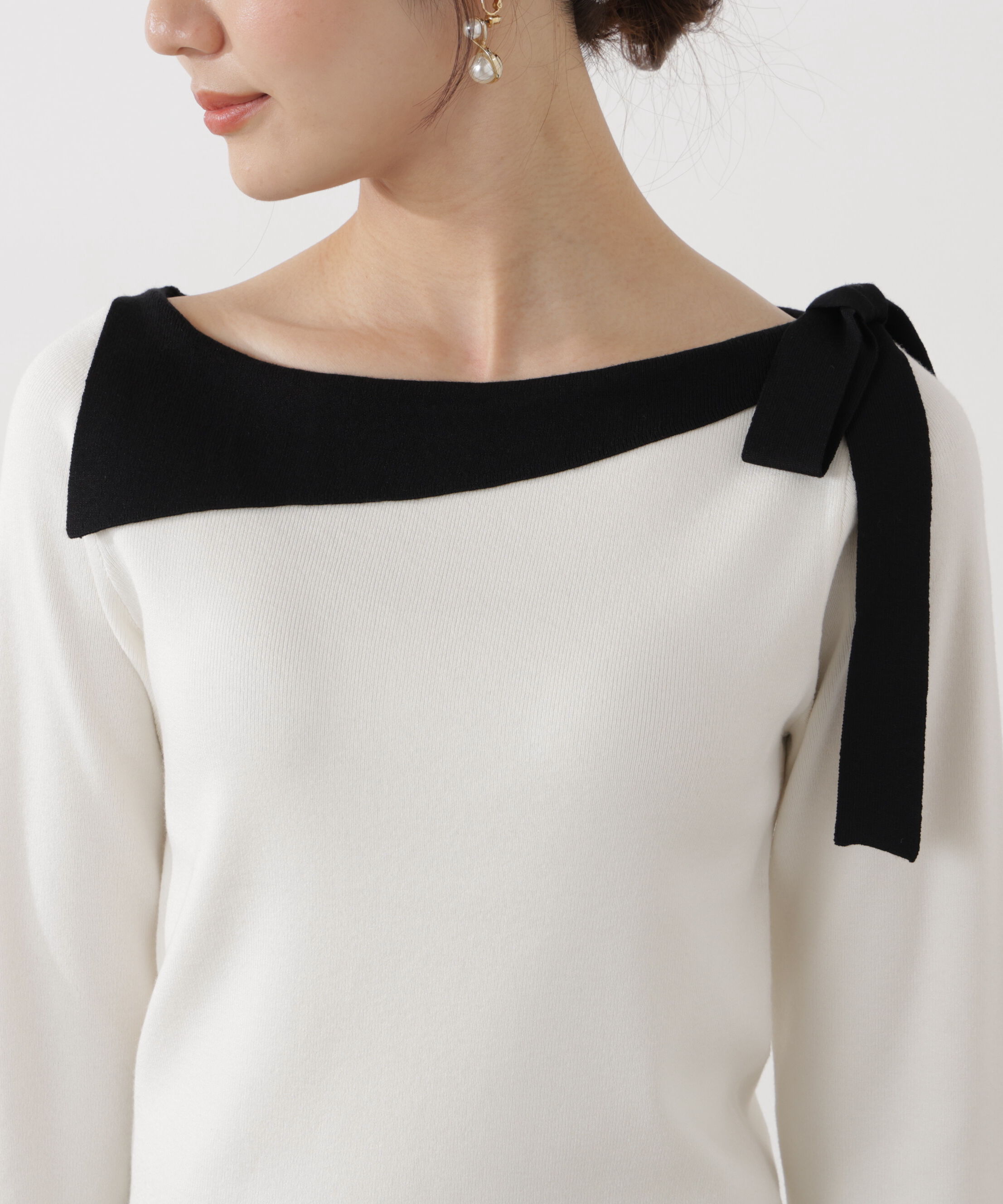 PROPORTION BODY DRESSING「＜ウォッシャブル/UV＞サイドリボン総針ニット」|ニット・セーター|