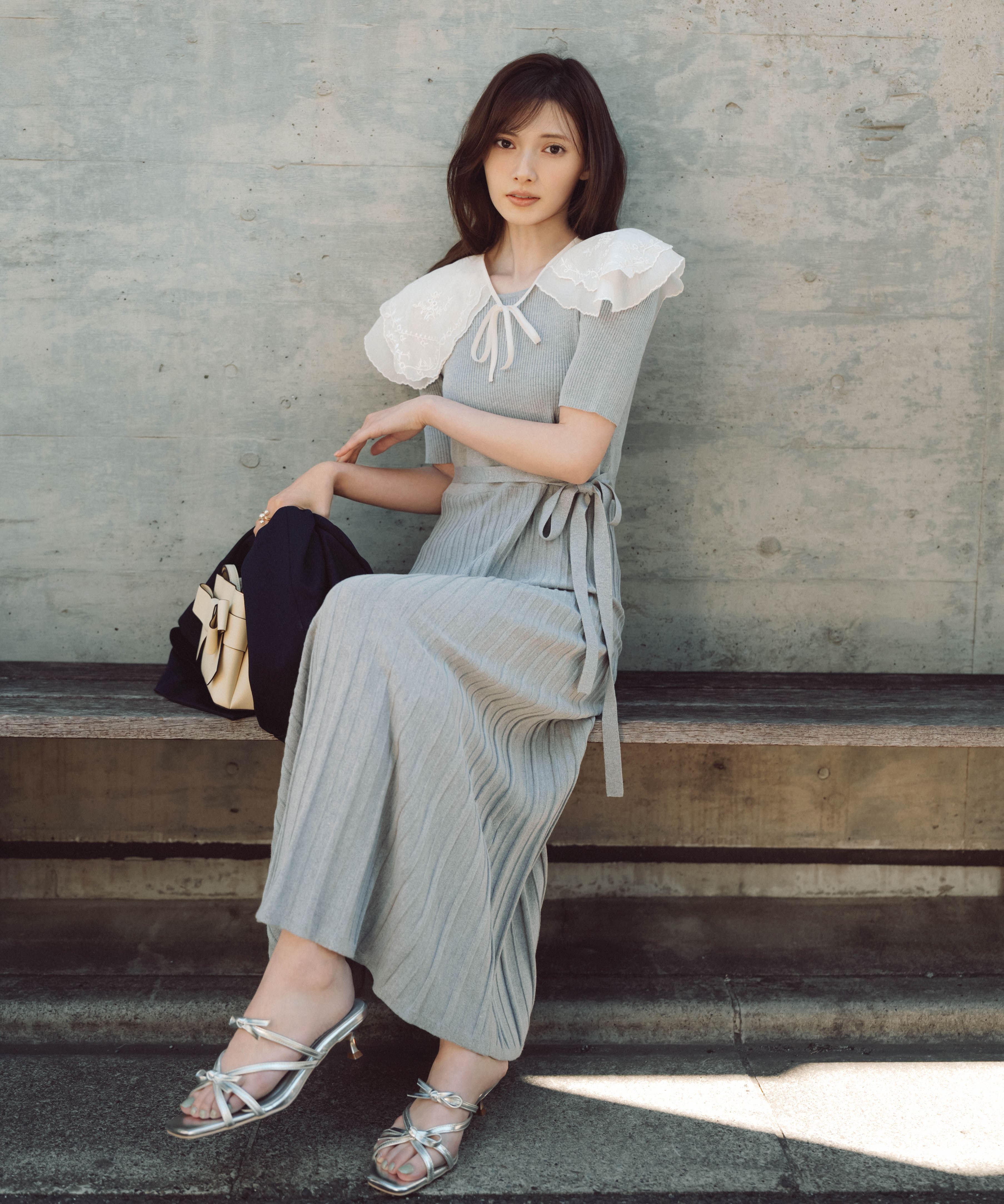 PROPORTION BODY DRESSING「《EDIT COLOGNE》レースカラー2wayニットワンピース　26SS」|ワンピース|トップグレー1