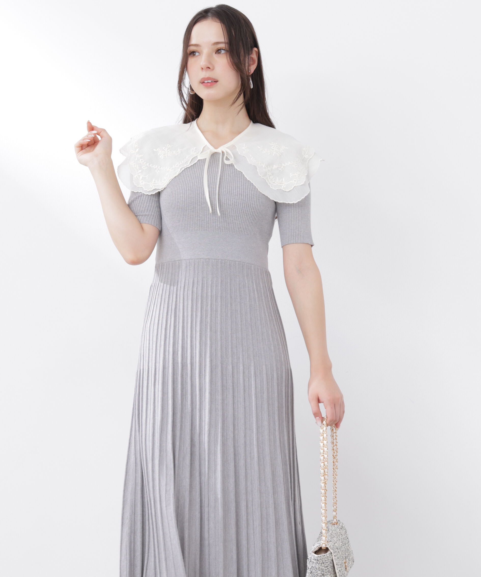 PROPORTION BODY DRESSING「《EDIT COLOGNE》レースカラー2wayニットワンピース　26SS」|ワンピース|