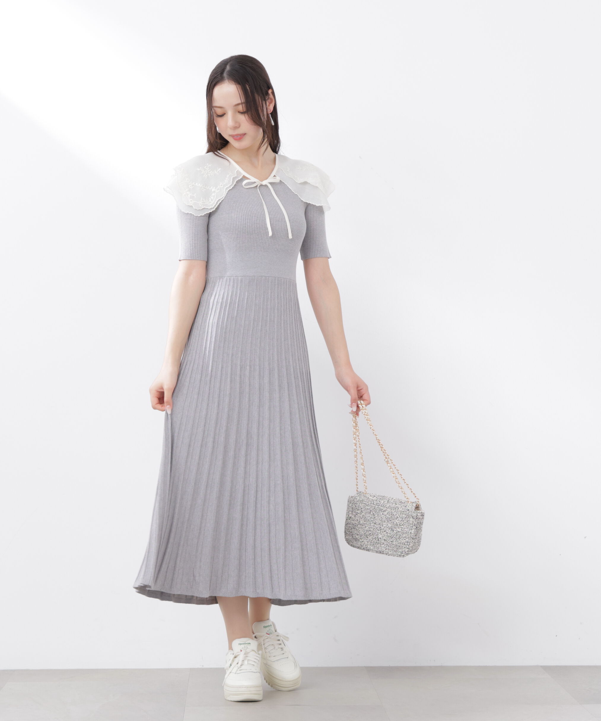 PROPORTION BODY DRESSING「《EDIT COLOGNE》レースカラー2wayニットワンピース　26SS」|ワンピース|