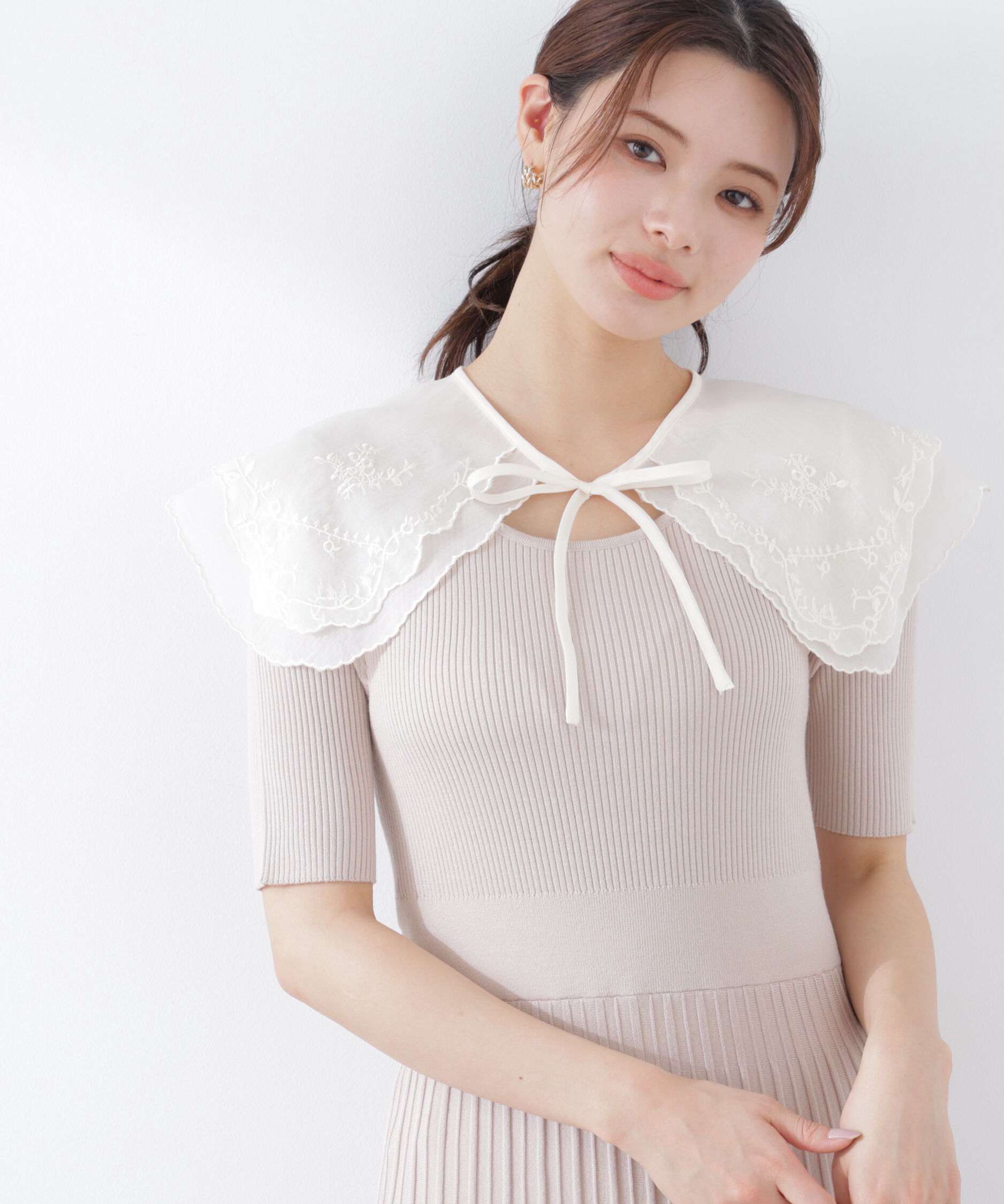 PROPORTION BODY DRESSING「《EDIT COLOGNE》レースカラー2wayニットワンピース　26SS」|ワンピース|