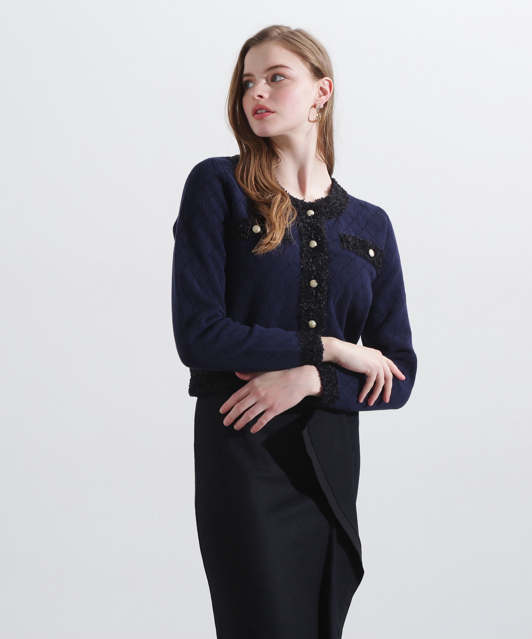  「◆ラメツイードニット」|その他|ネイビー