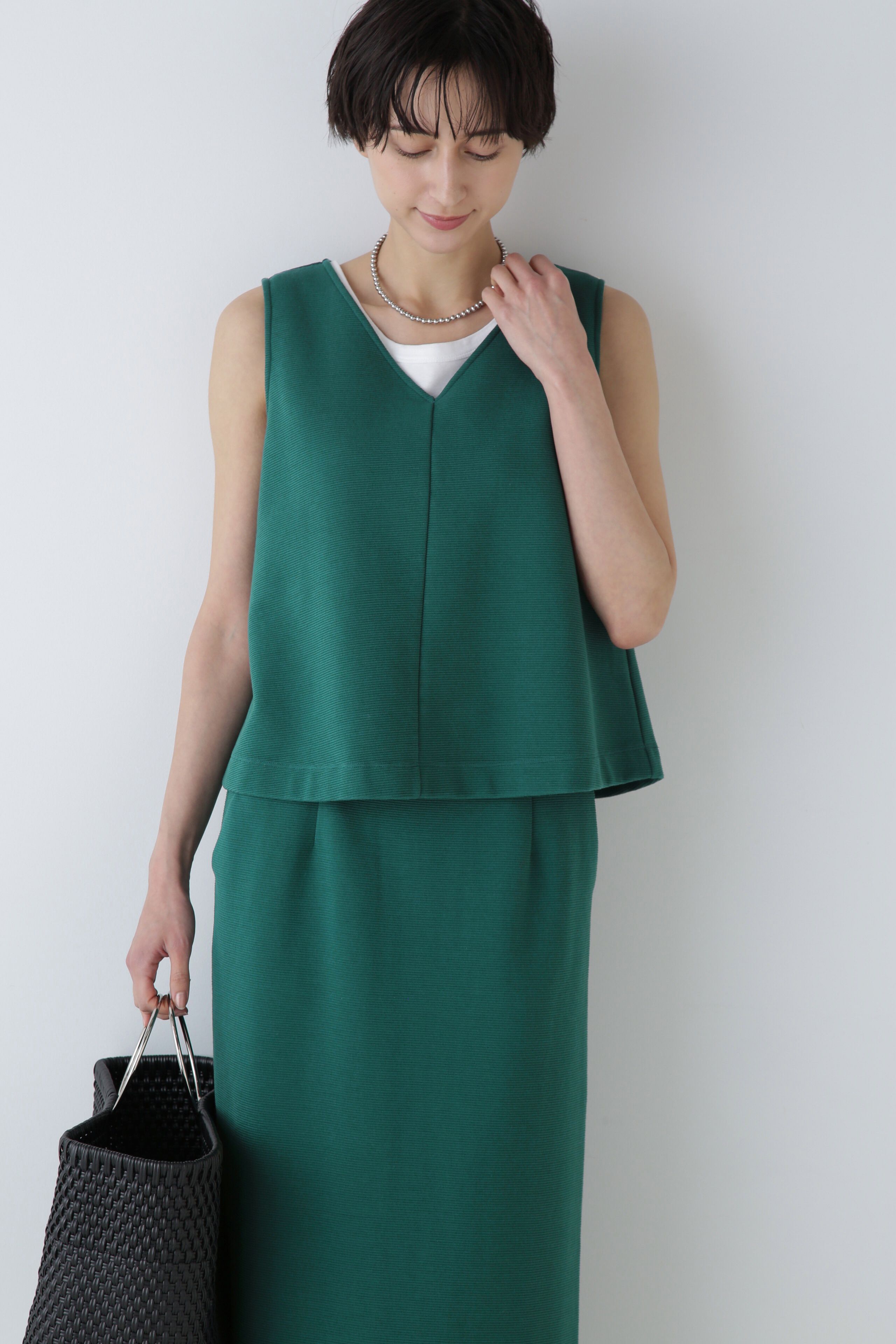  「◆リップルノースリーブプルオーバー」|Tシャツ・カットソー|グリーン