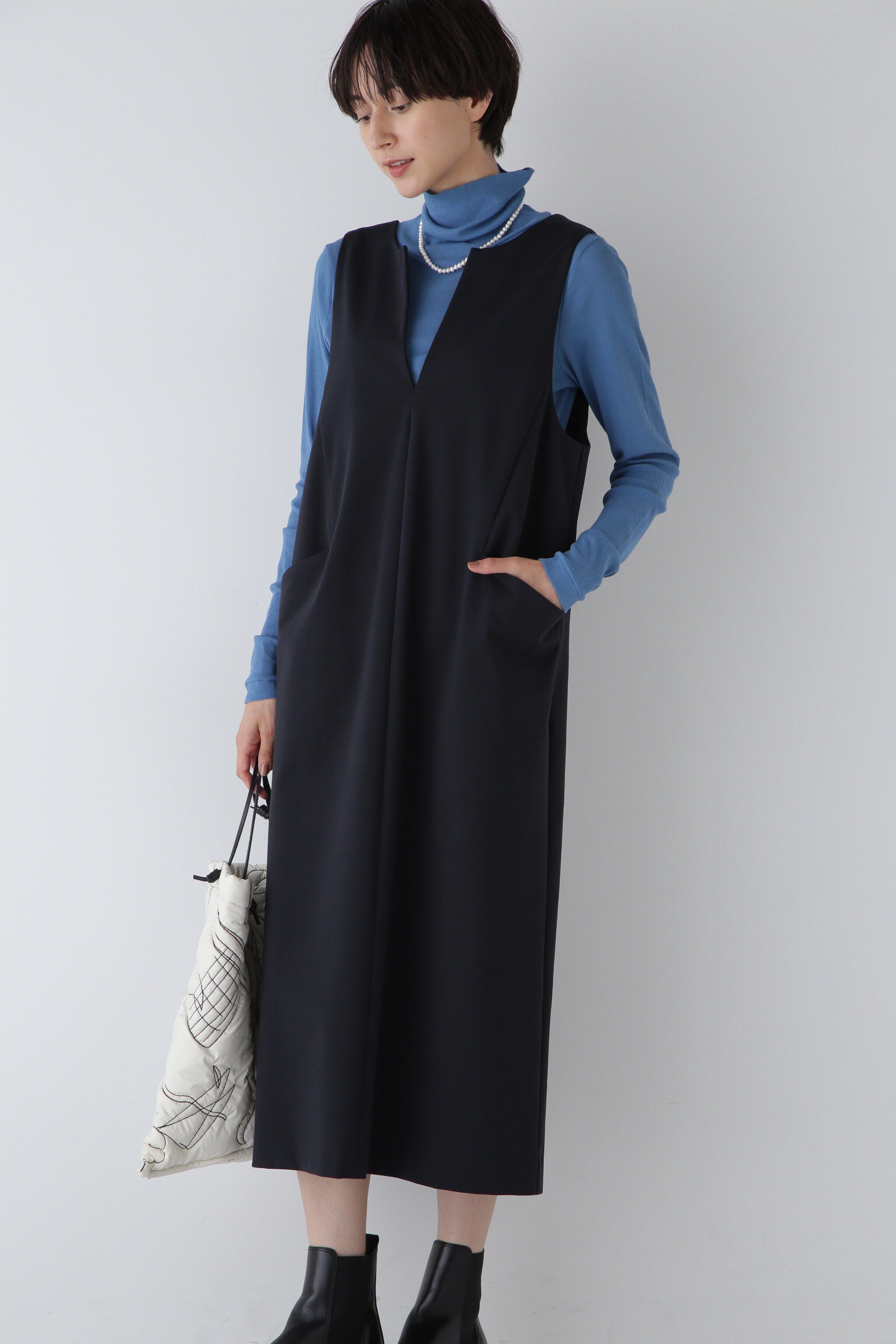  「◆ストレッチポンチワンピース」|ワンピース|ネイビー