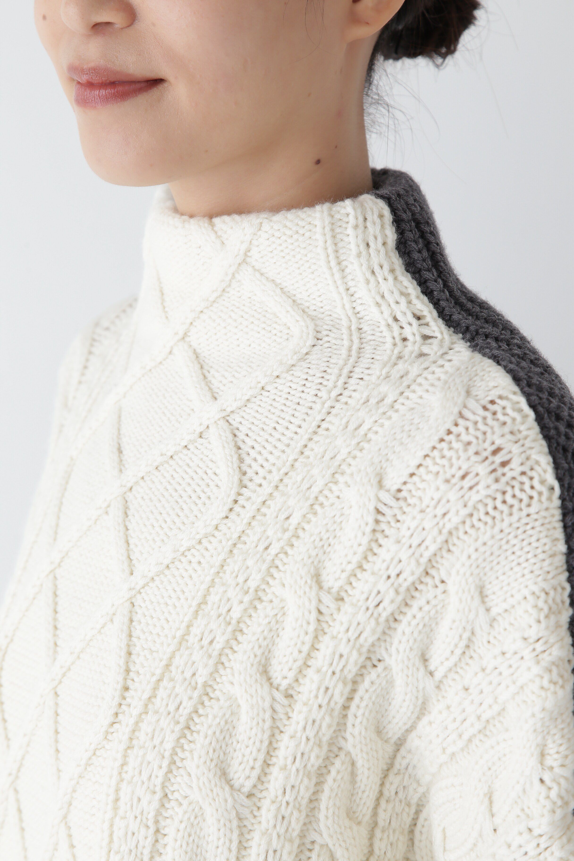  「◆バイカラーケーブルニット」|ニット・セーター|