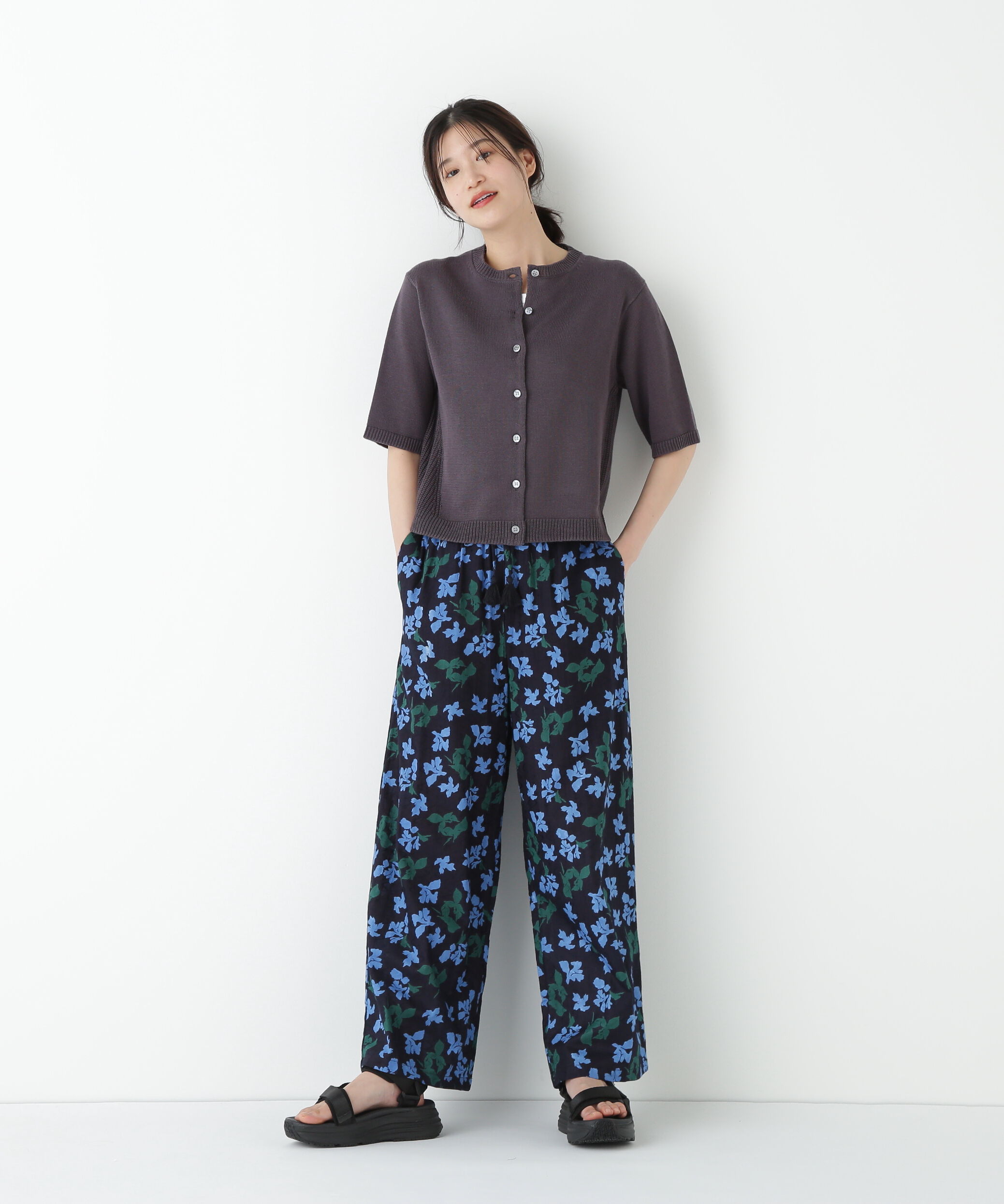  「◆インドドビーリーフプリントイージーセミワイドパンツ」|その他|