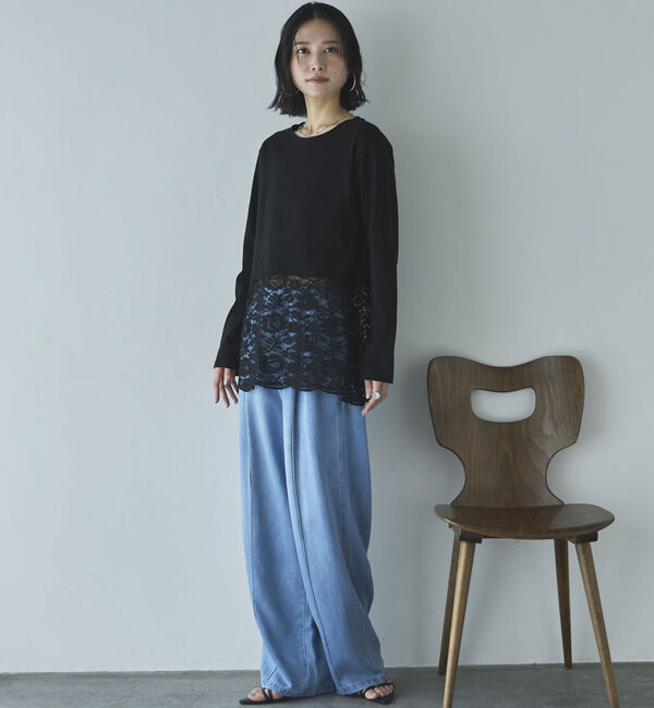 Doux archives「裾スカラップレースロンＴｅｅ」|Tシャツ・カットソー|