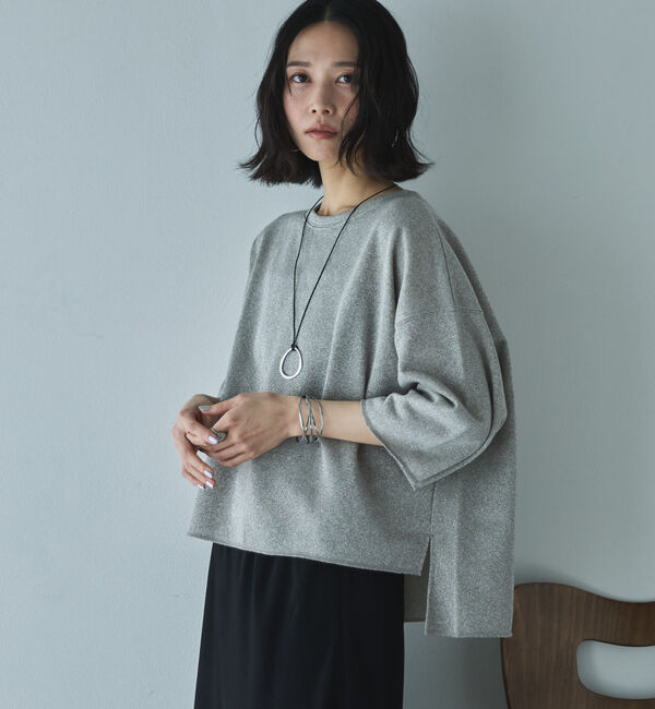 Doux archives「ラメ裏毛ショートスリーブプルオーバー」|Tシャツ・カットソー|GREIGE