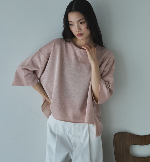 Doux archives「ラメ裏毛ショートスリーブプルオーバー」|Tシャツ・カットソー|PINK