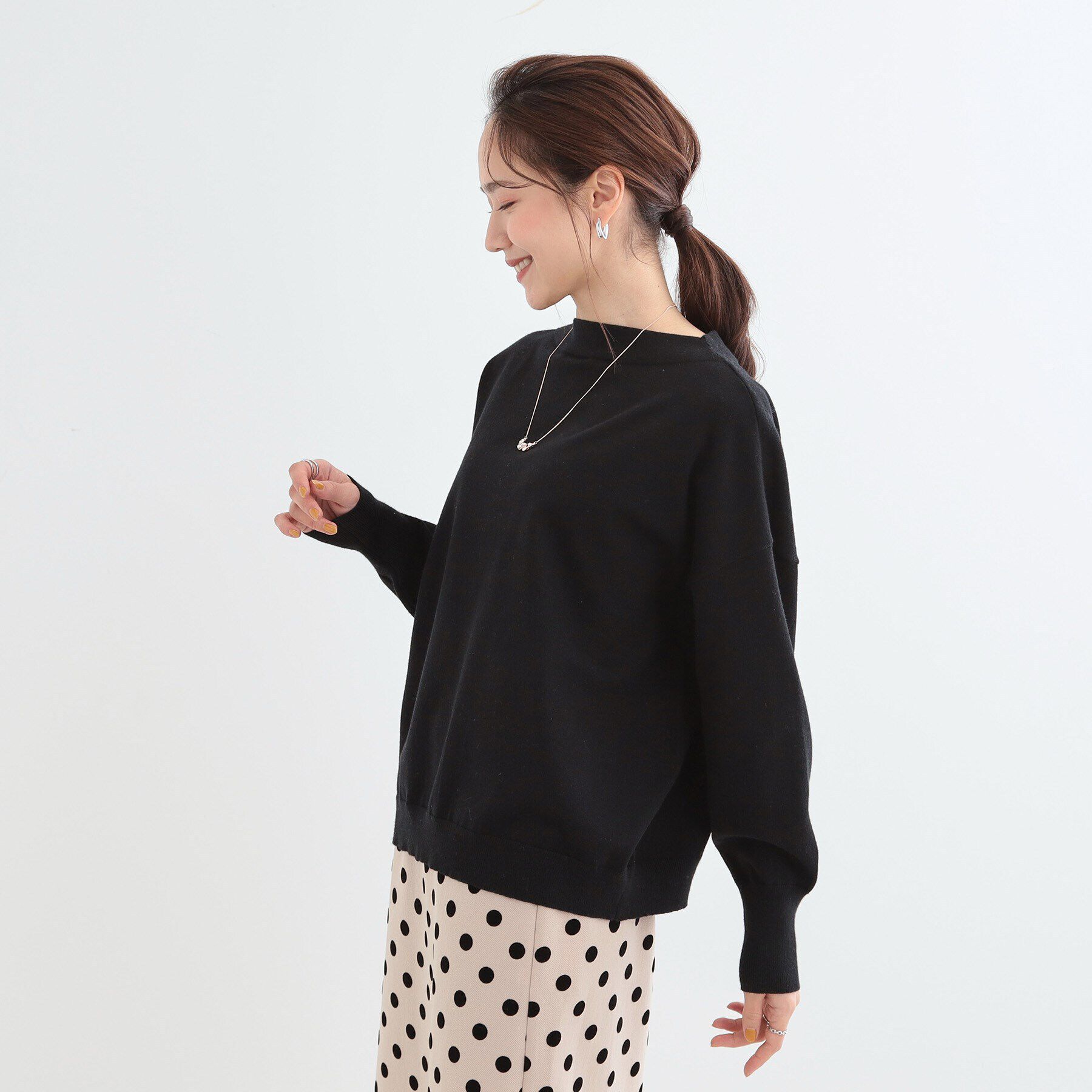 SHOO･LA･RUE「【洗える/S-LL】インせず着られる もちもちタッチ ボートネックニット」|ニット・セーター|