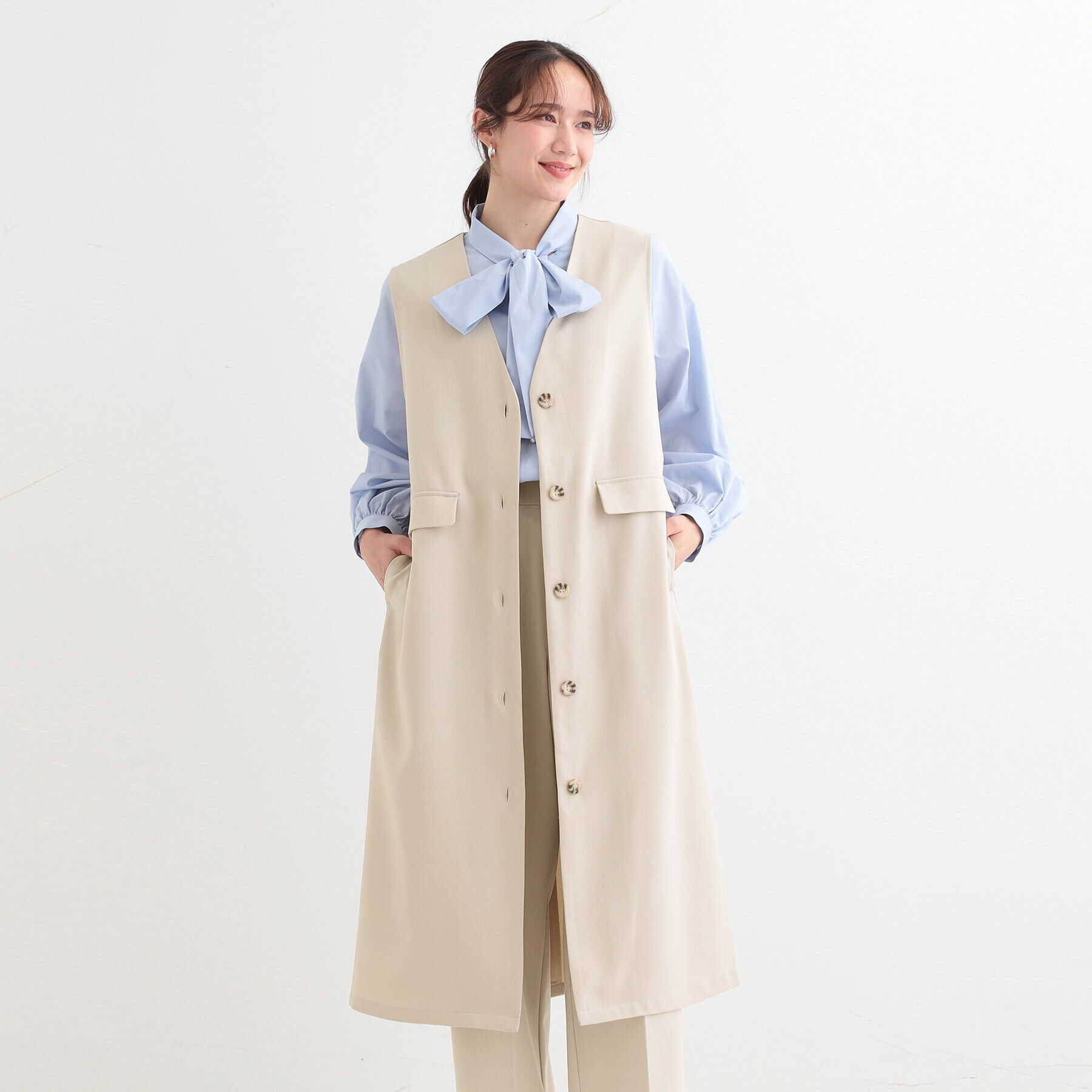 SHOO･LA･RUE「【S-LL/2WAY】ジャンドレにもなるロングジレ」|ベスト・ジレ|