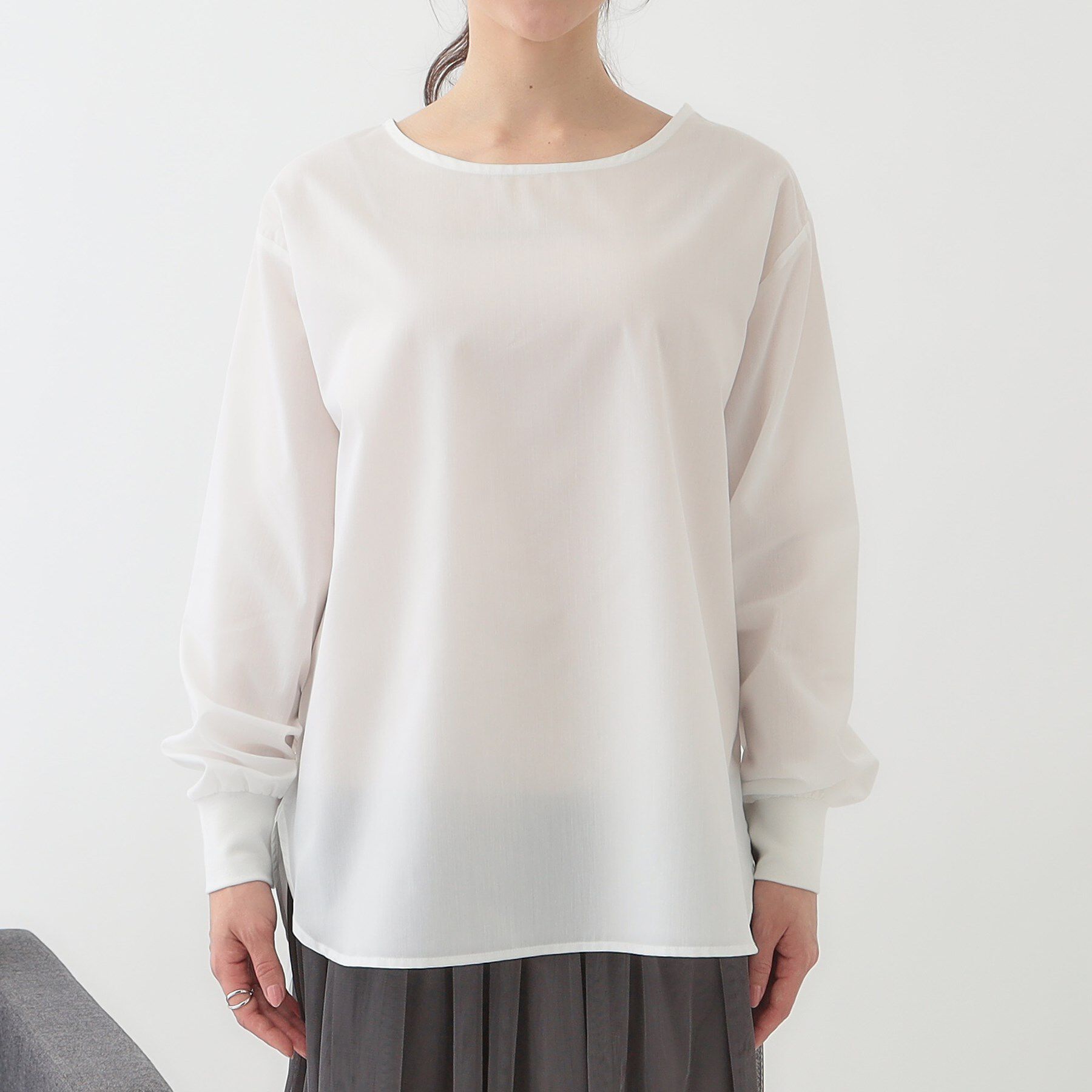 SHOO･LA･RUE「【洗える/S-LL/2点セット】透かし柄ベスト+ブラウス」|ニット・セーター|