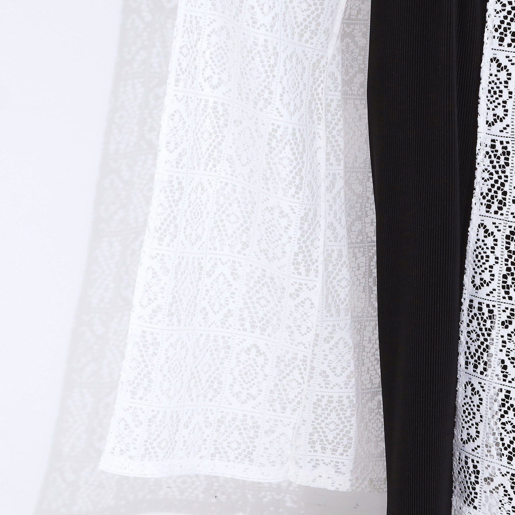 SHOO･LA･RUE「【S-LL】羽織るだけでサマ見え レース風の柄が華やかなロングジレ」|ベスト・ジレ|