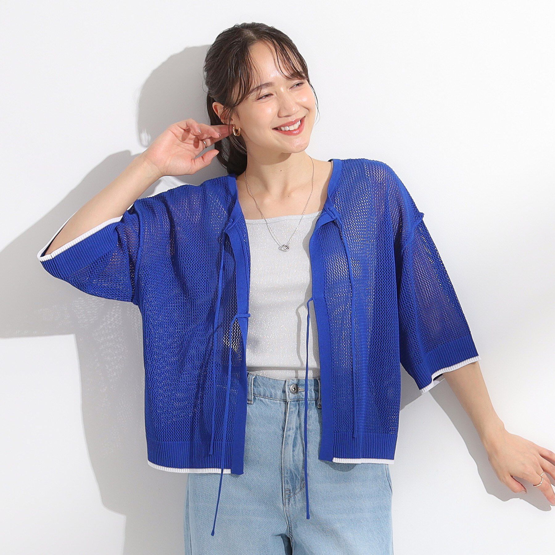 SHOO･LA･RUE「【2点セット/S-LL】メッシュリボン2WAYニット&times;フレンチスリーブTシャツ」|その他|