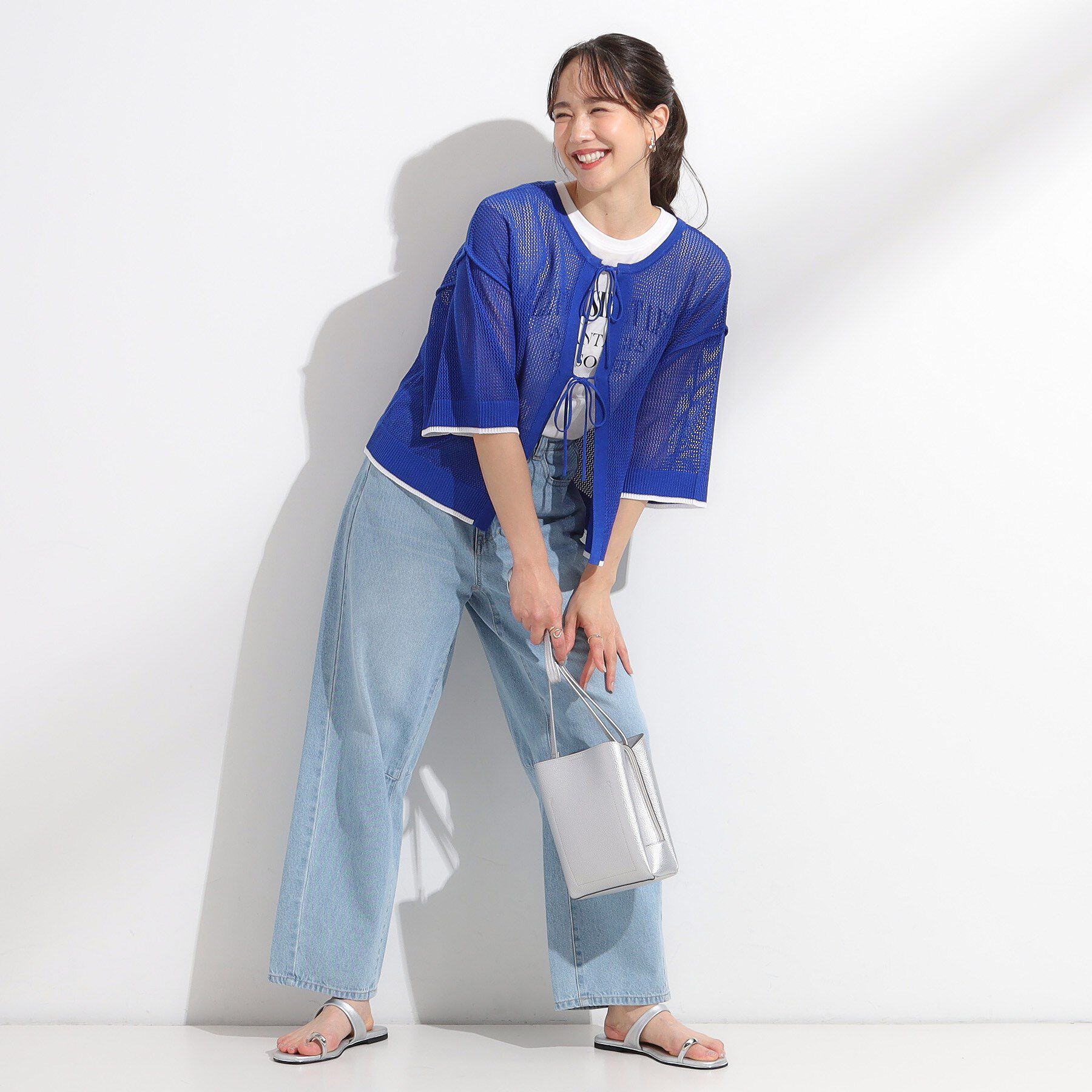 SHOO･LA･RUE「【2点セット/S-LL】メッシュリボン2WAYニット&times;フレンチスリーブTシャツ」|その他|