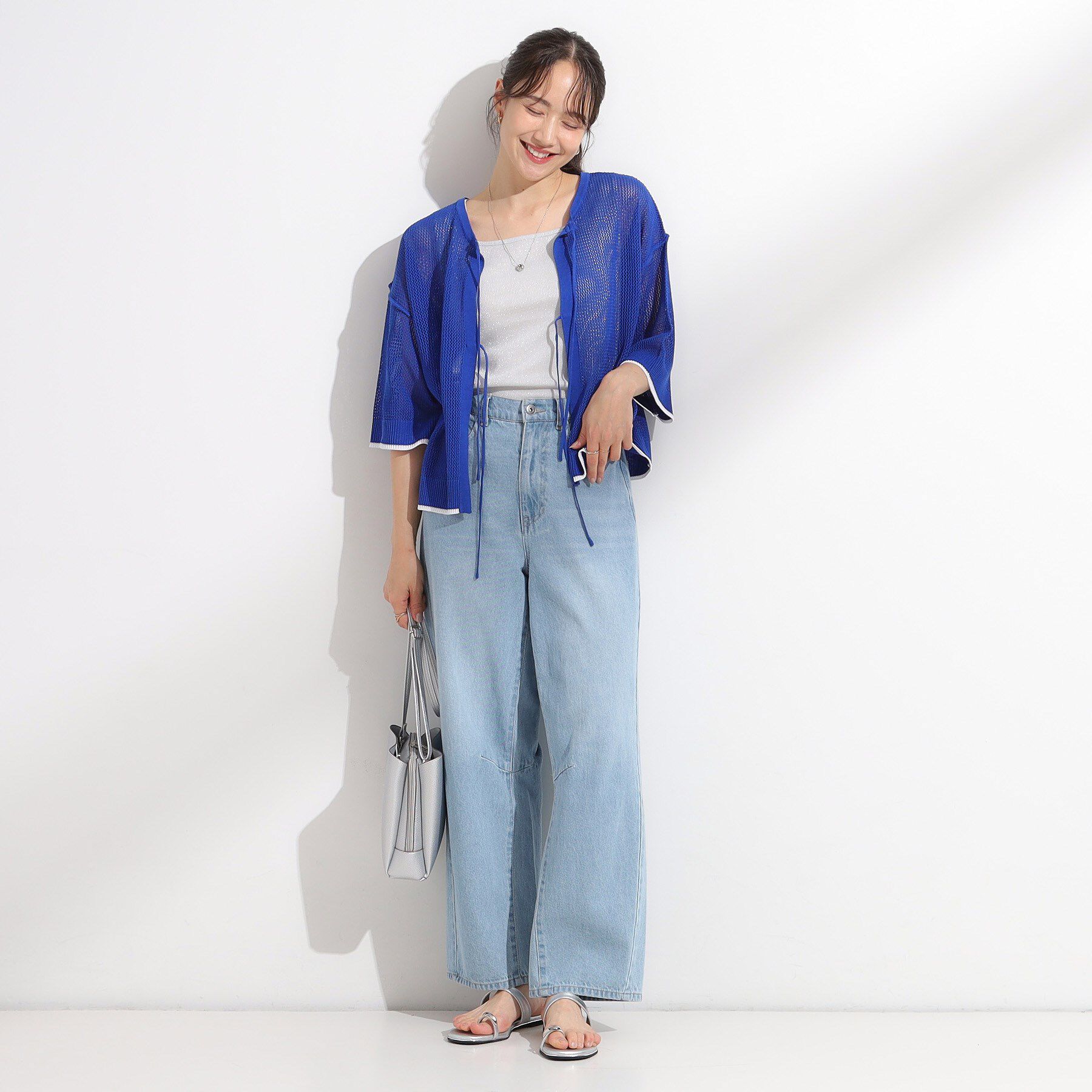 SHOO･LA･RUE「【2点セット/S-LL】メッシュリボン2WAYニット&times;フレンチスリーブTシャツ」|その他|